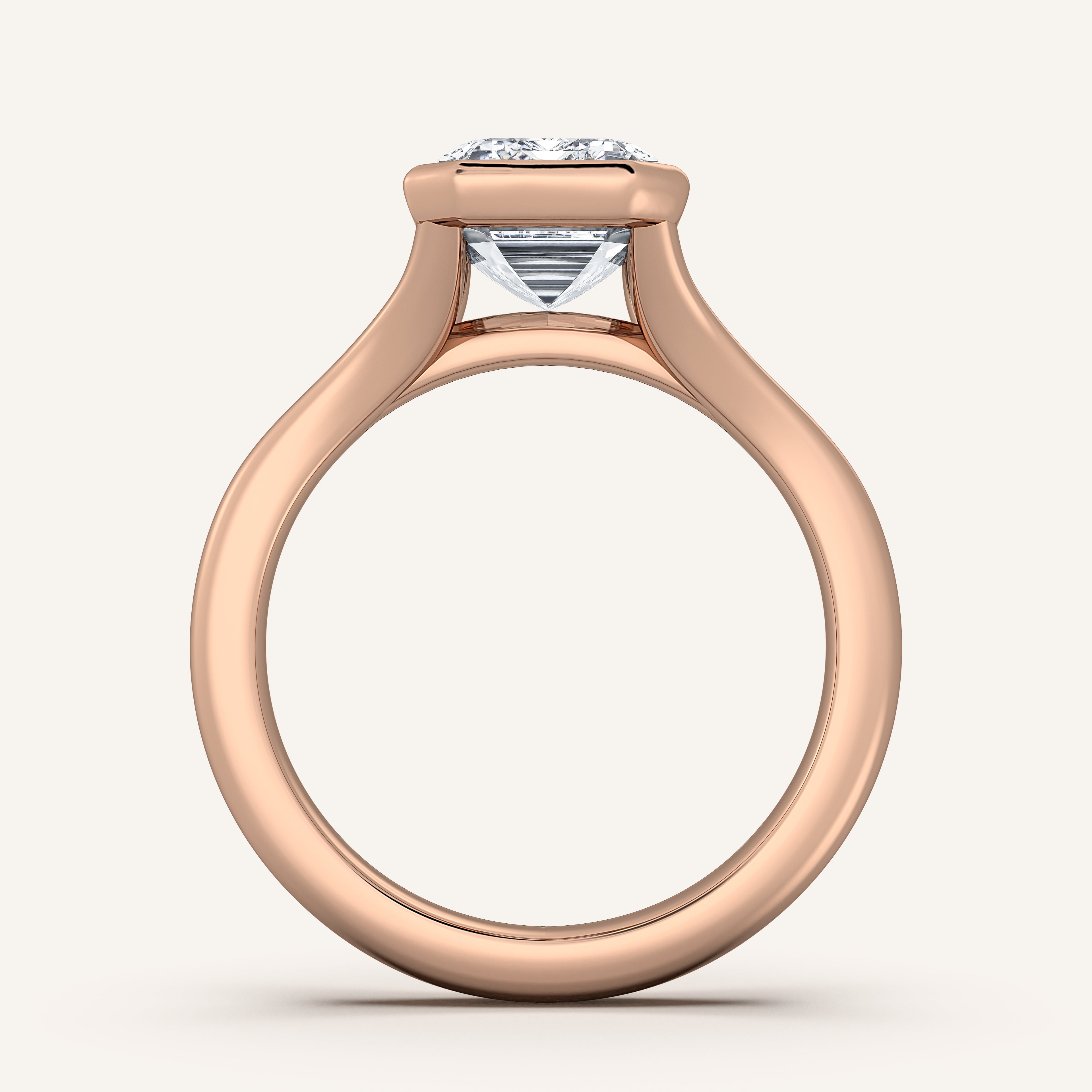 shape: Emerald | metal: Rose Gold | view: 3