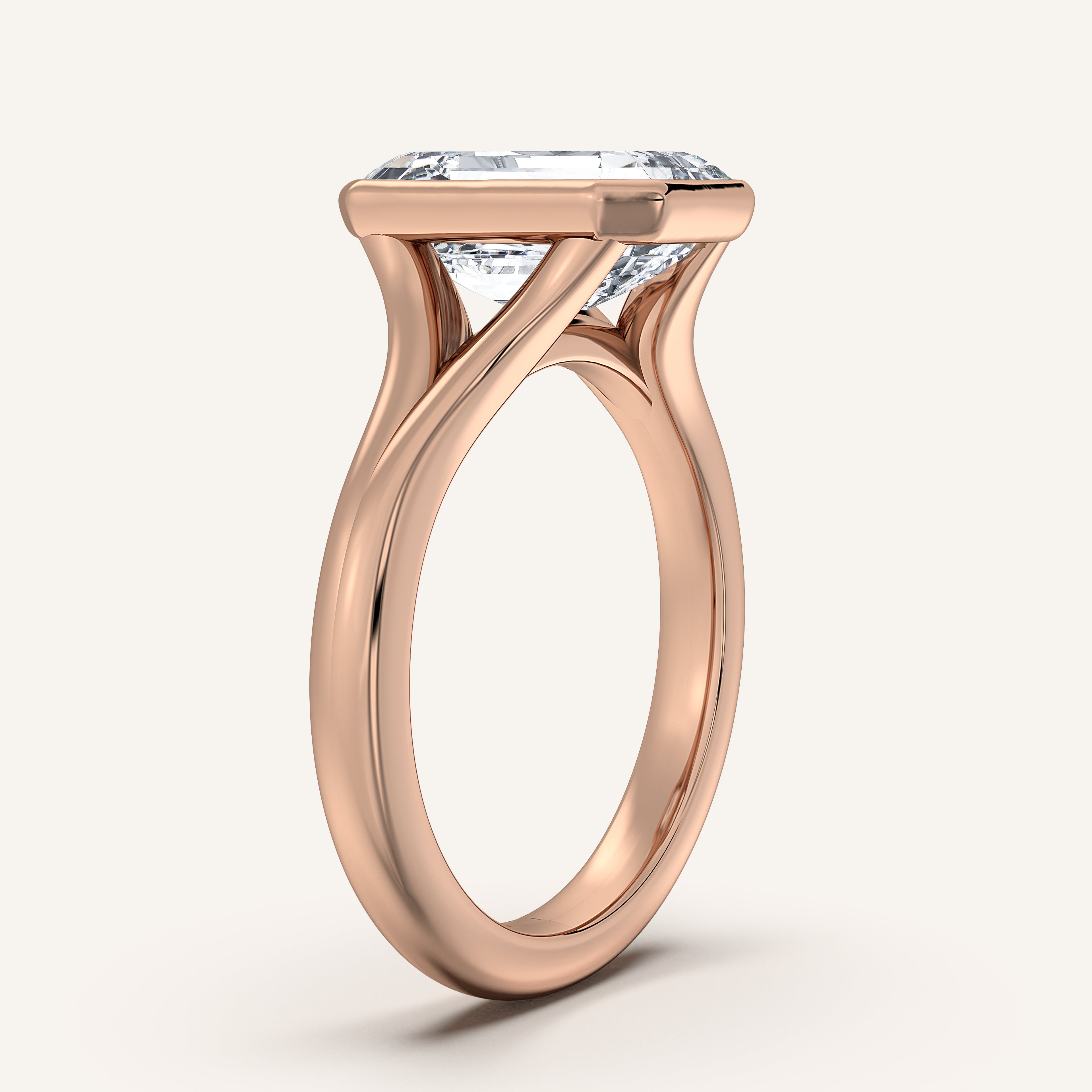 shape: Emerald | metal: Rose Gold | view: 2