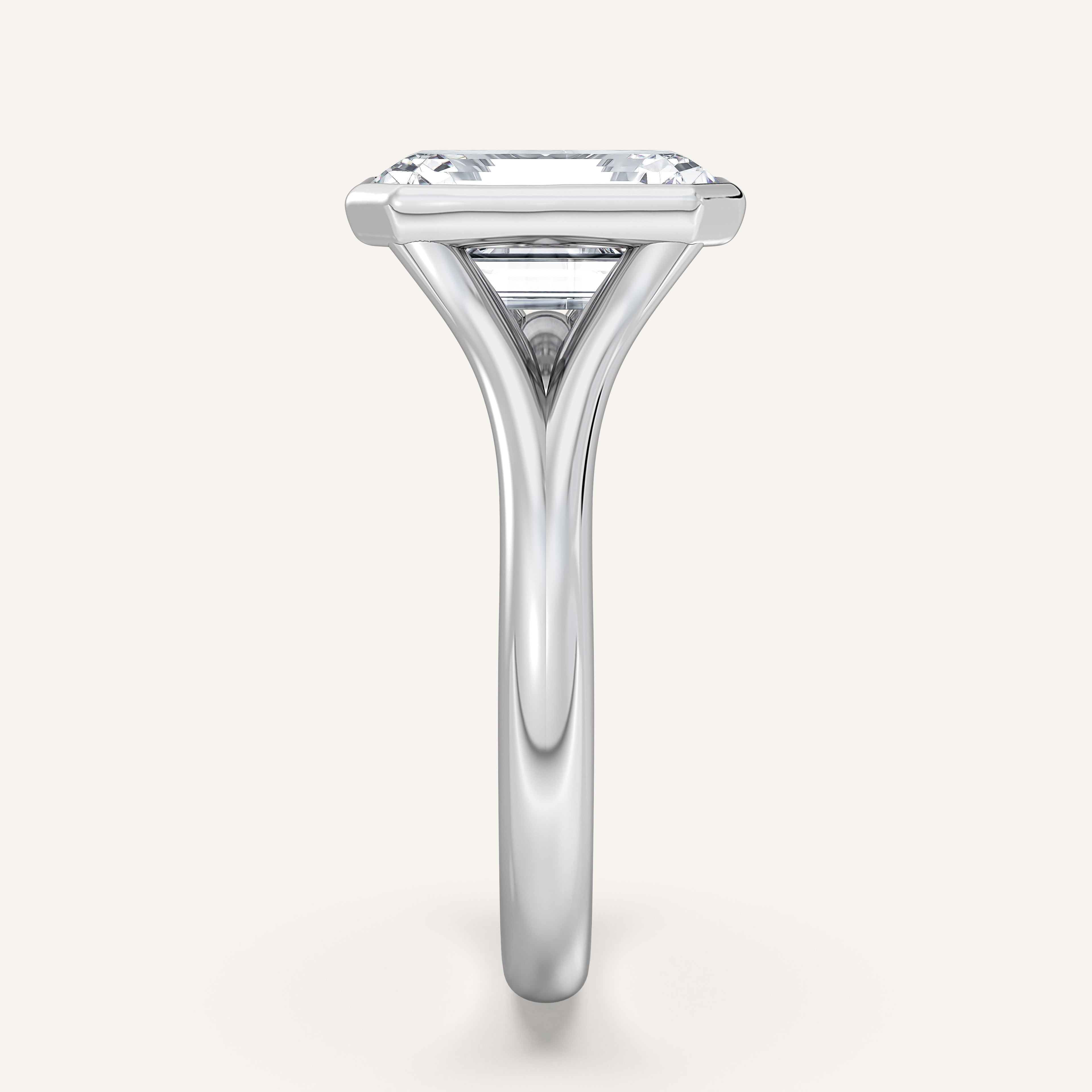 shape: Emerald | metal: White Gold, Platinum | view: 4
