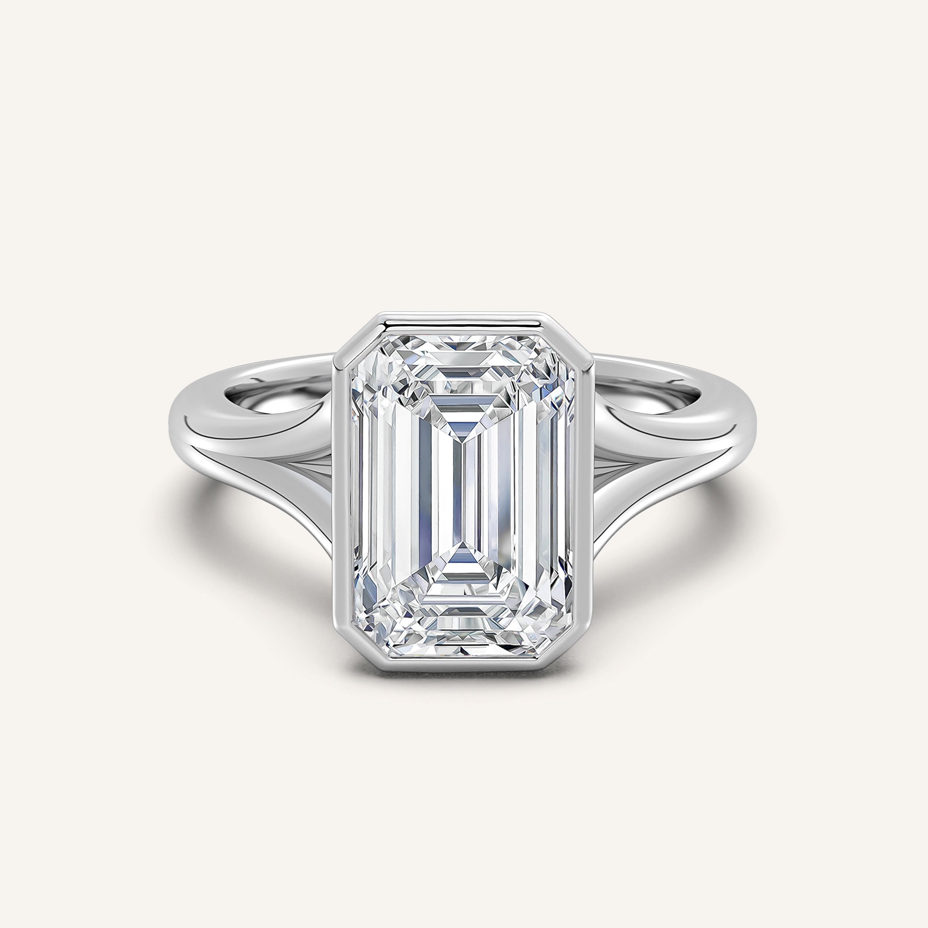 shape: Emerald | metal: White Gold, Platinum | view: 1