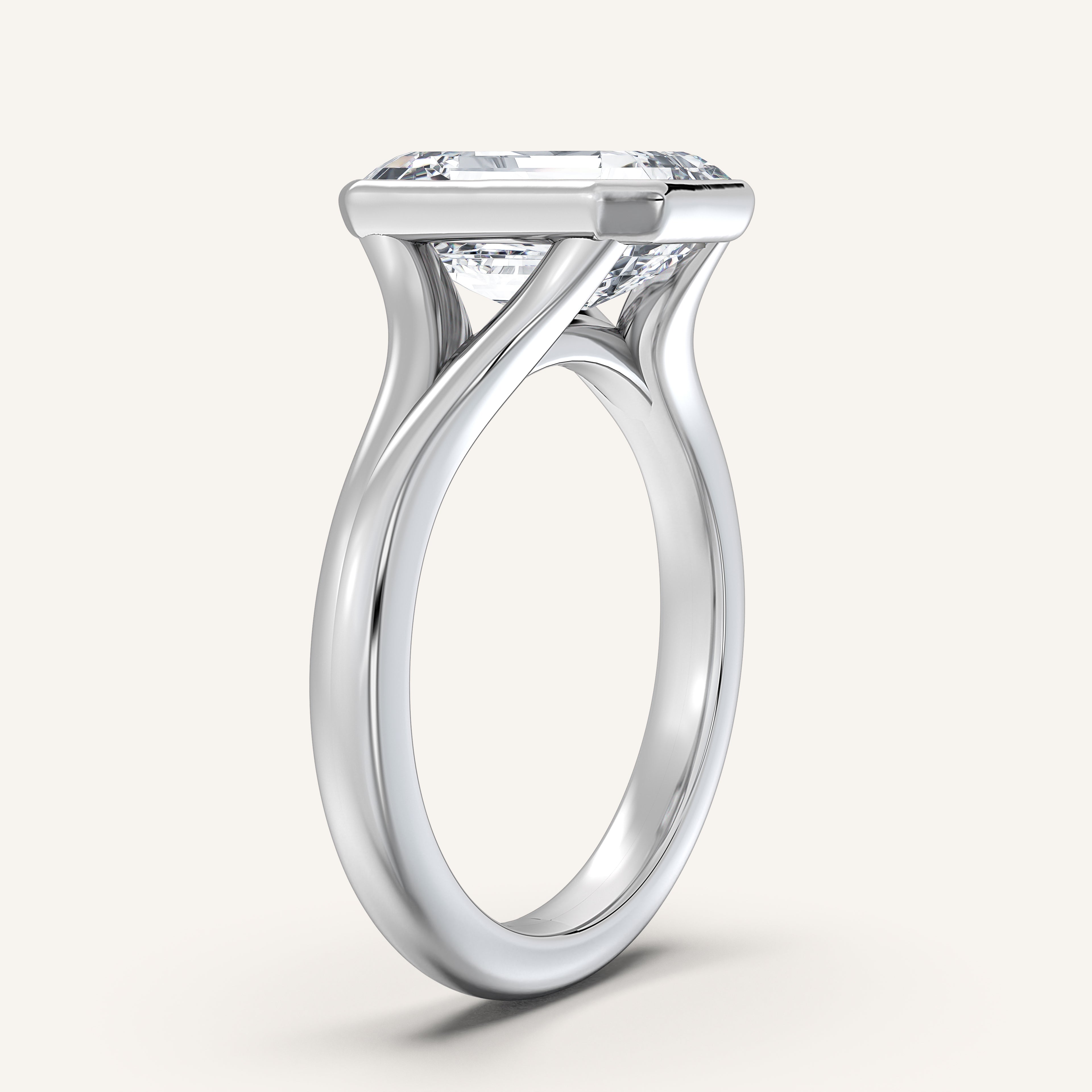 shape: Emerald | metal: White Gold, Platinum | view: 2