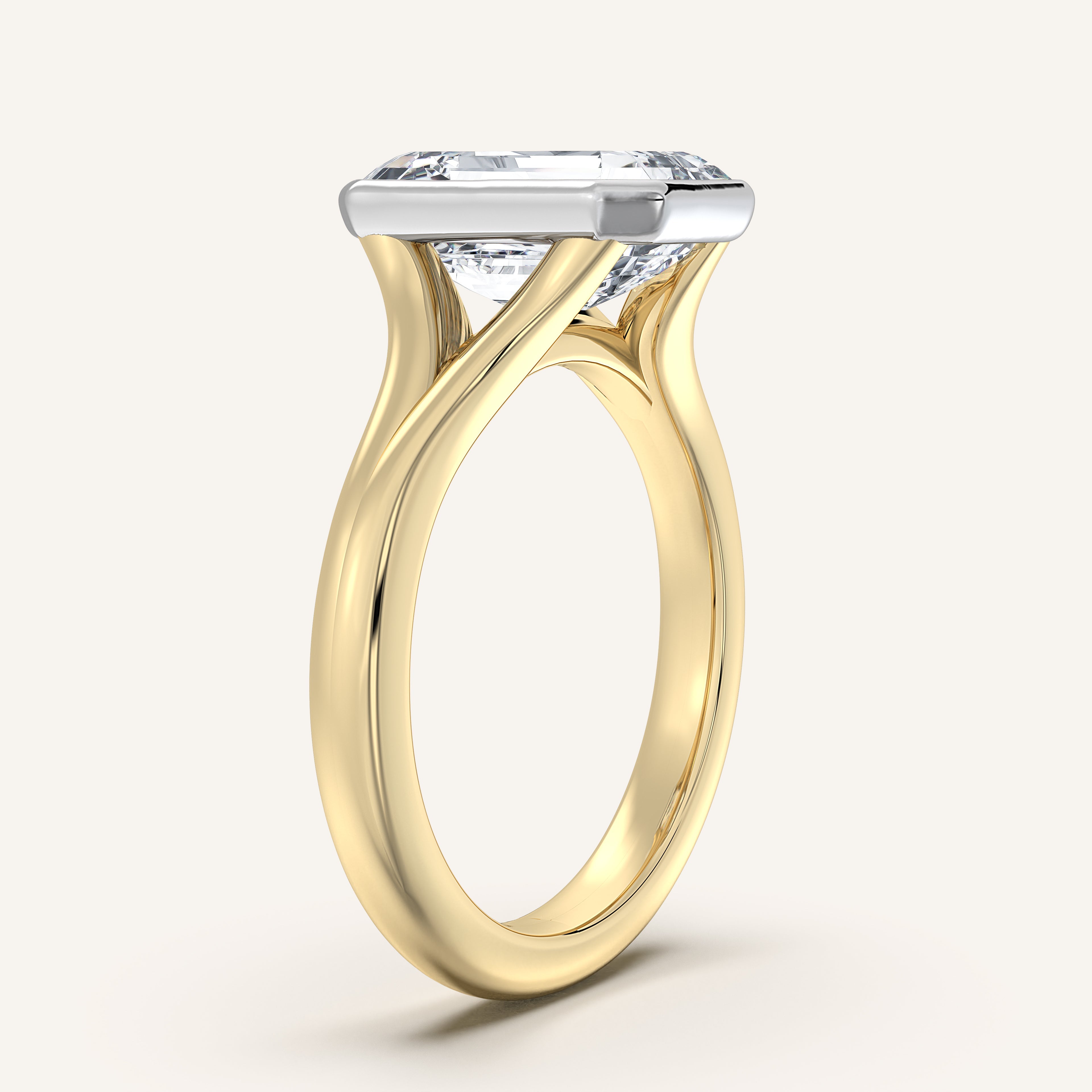 shape: Emerald | metal: Two Tone | view: 2