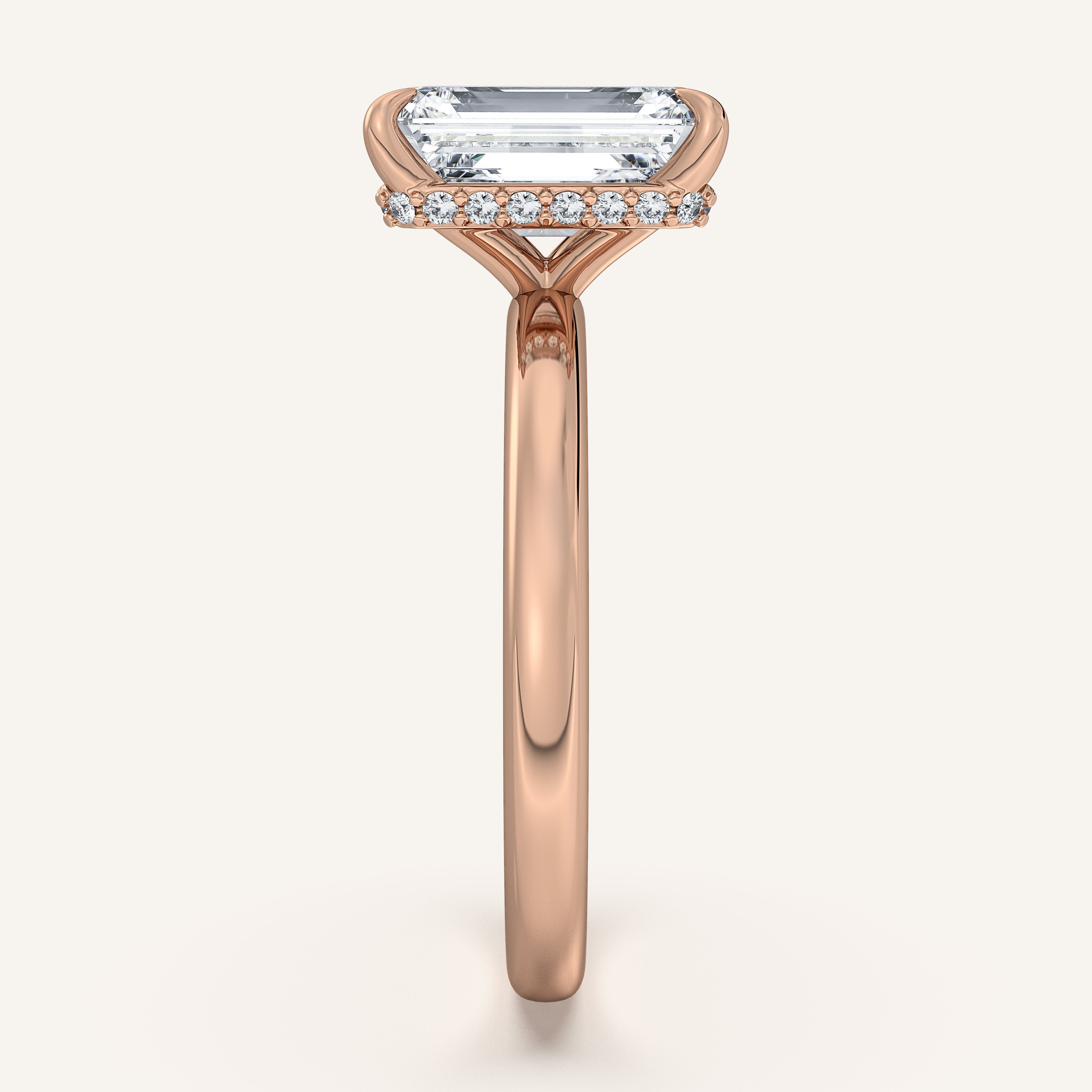 shape: Emerald | metal: Rose Gold | view: 4