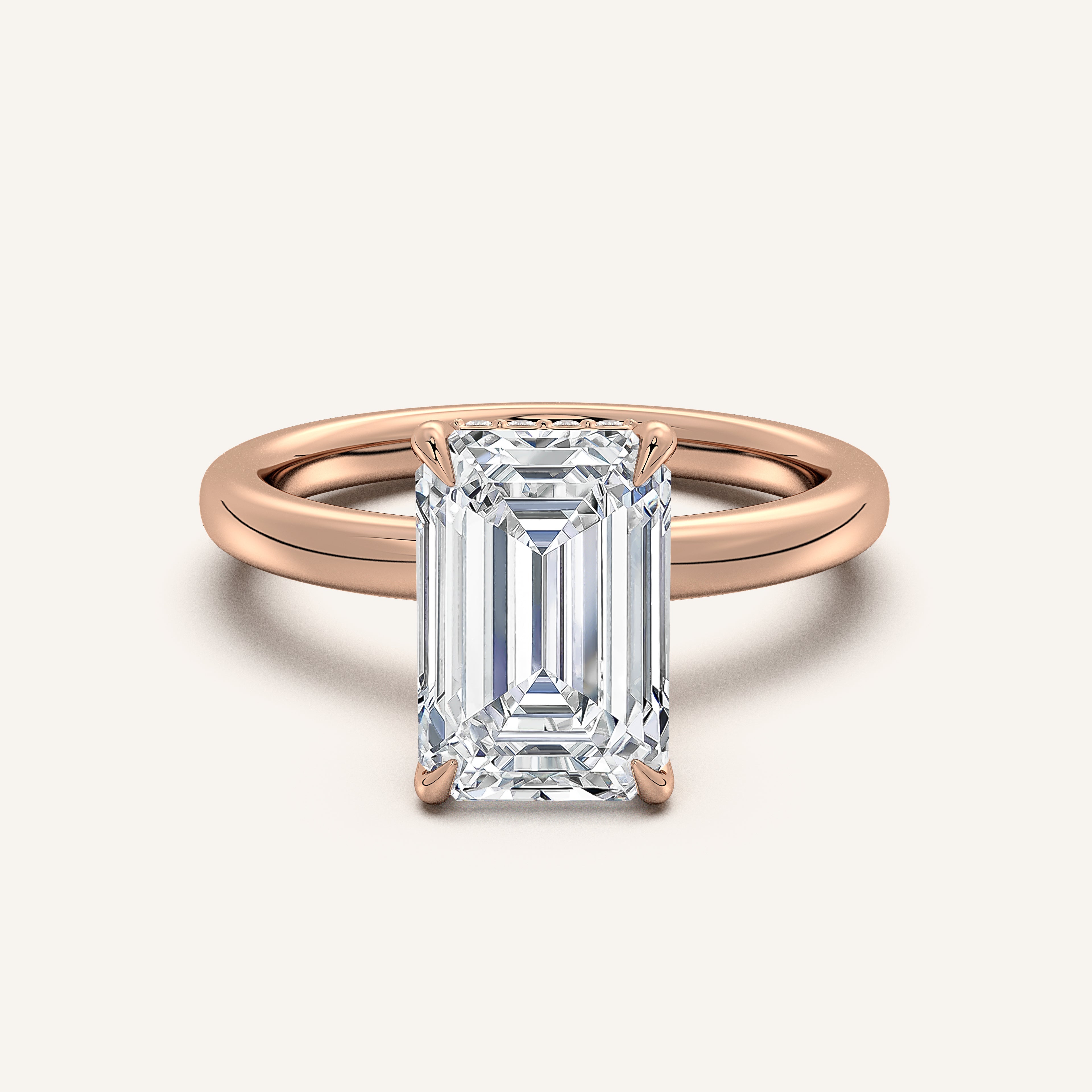 shape: Emerald | metal: Rose Gold | view: 1