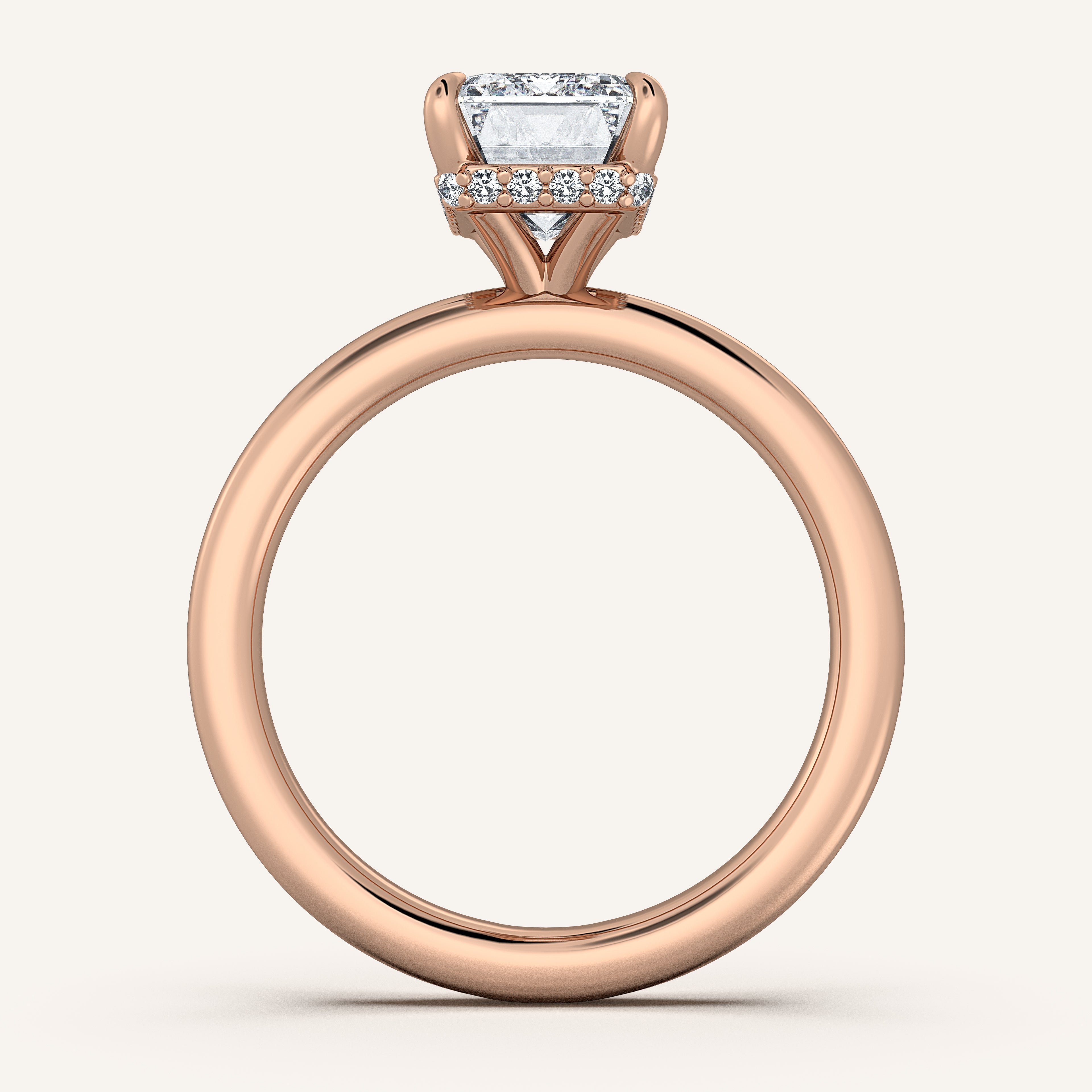 shape: Emerald | metal: Rose Gold | view: 3