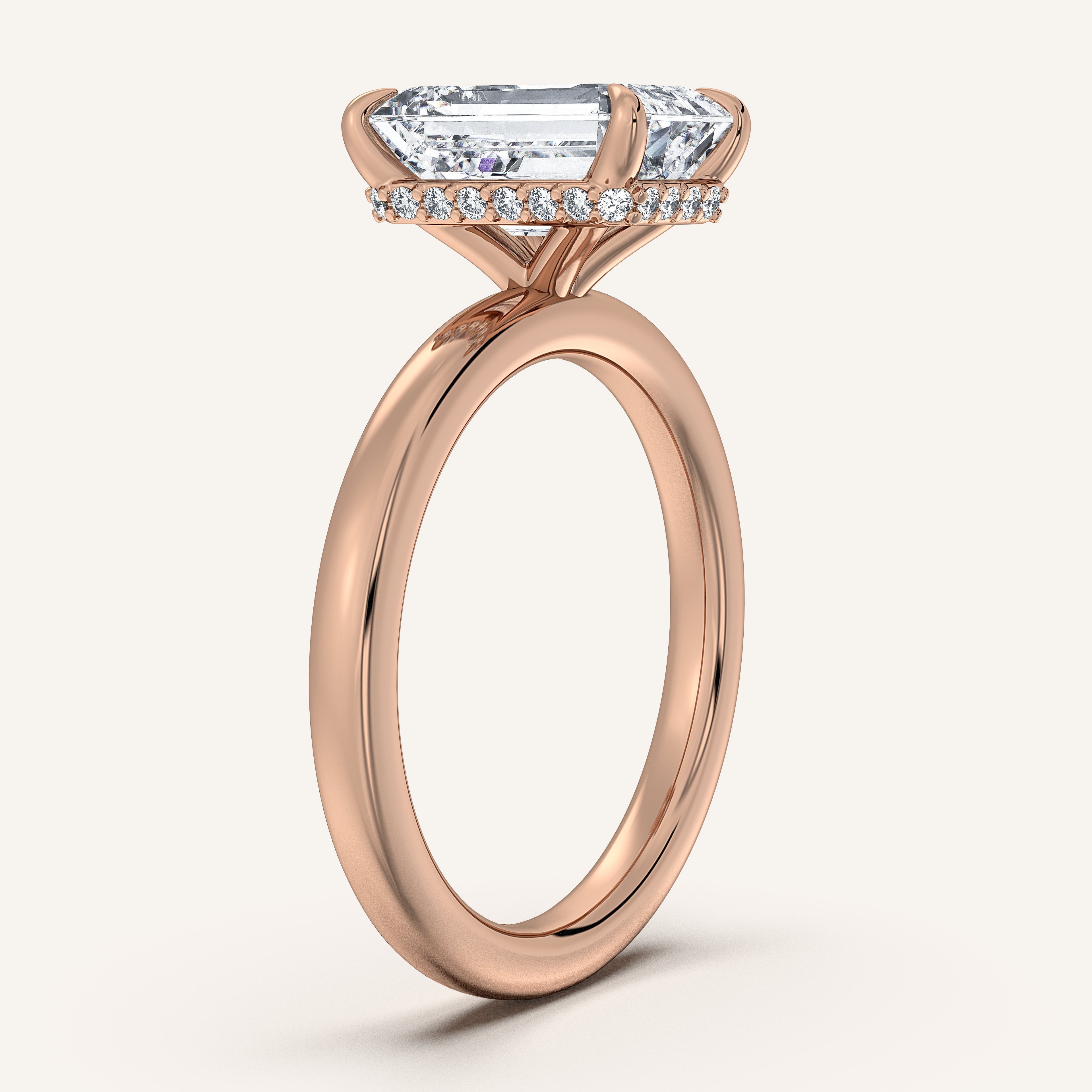 shape: Emerald | metal: Rose Gold | view: 2