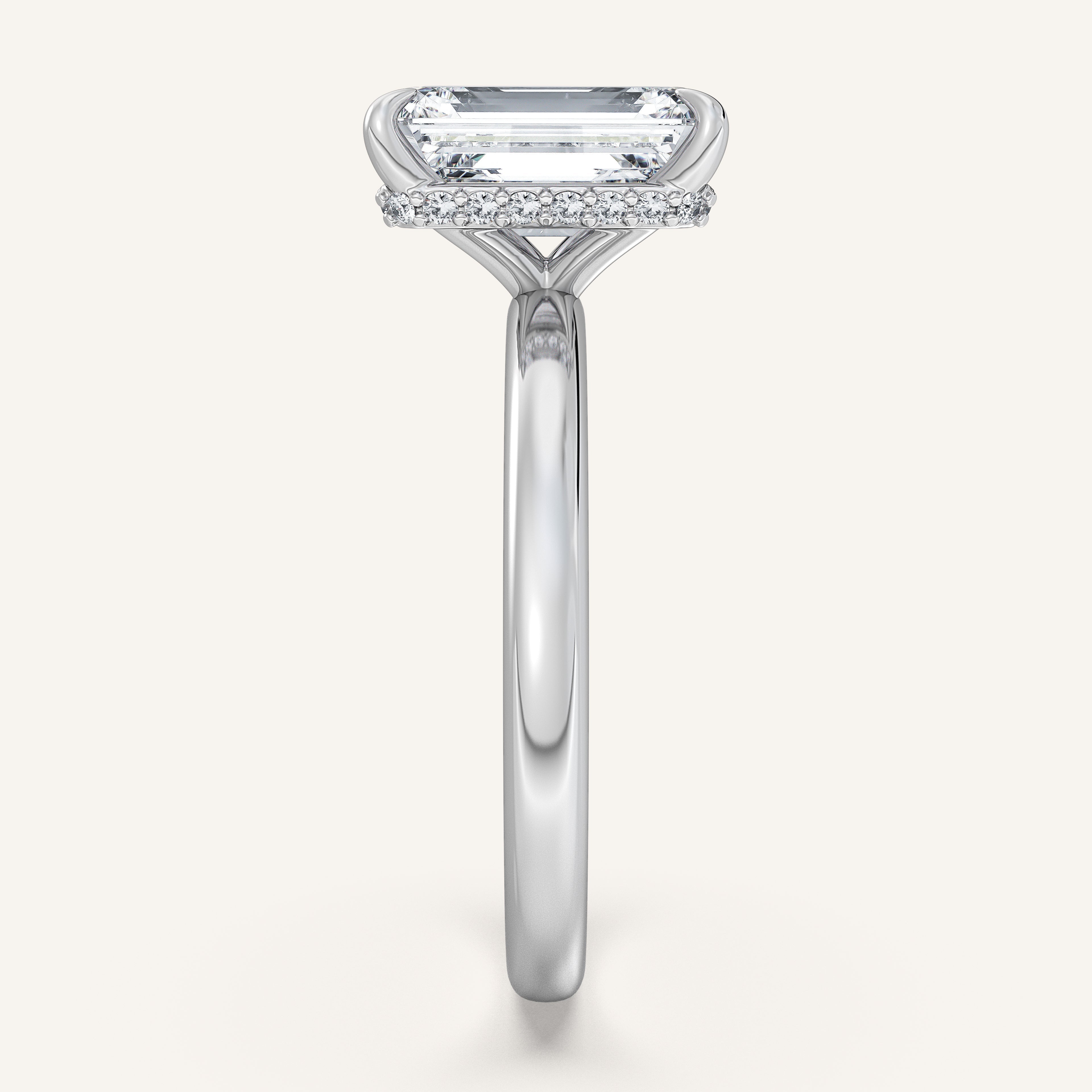 shape: Emerald | metal: White Gold, Platinum | view: 4
