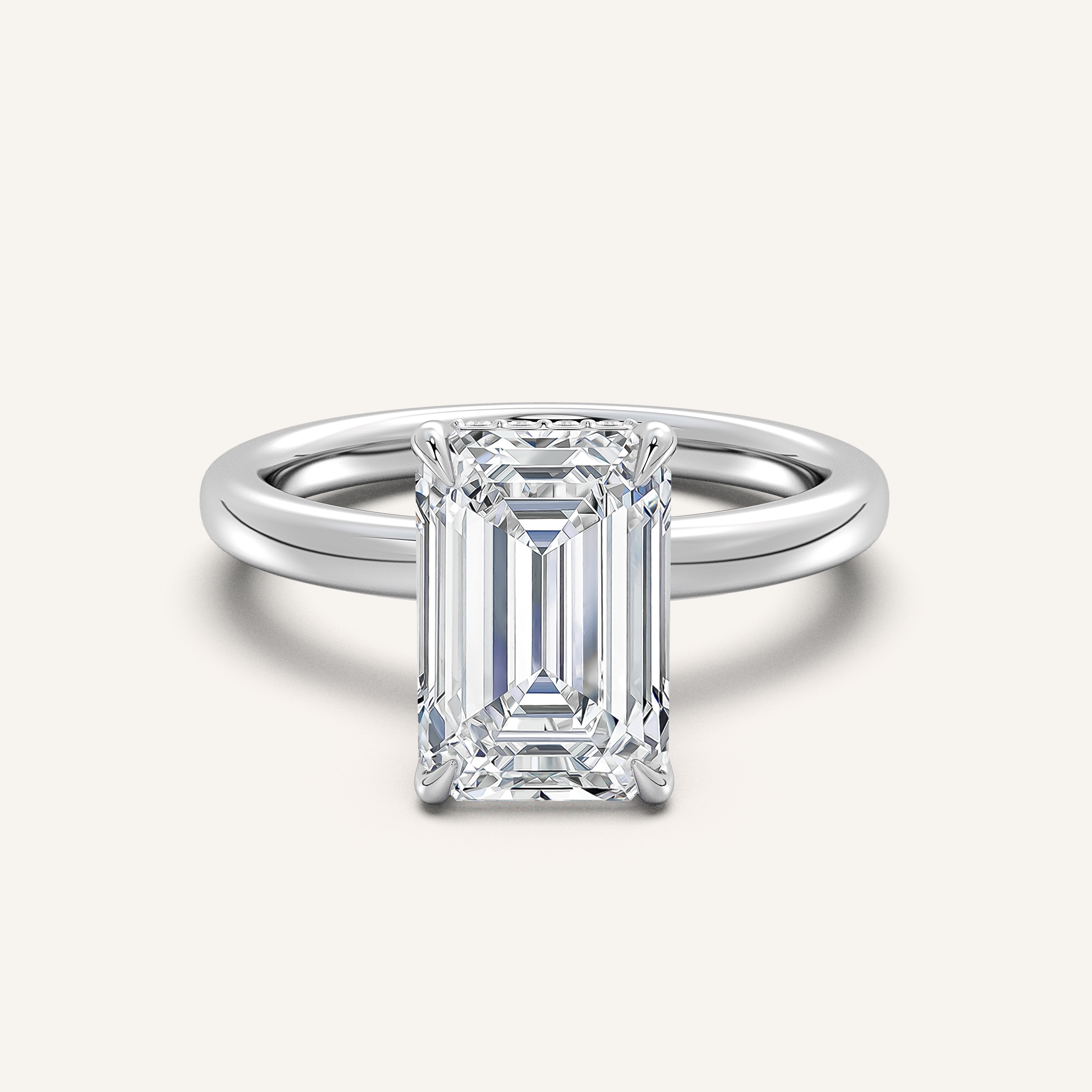 shape: Emerald | metal: White Gold, Platinum | view: 1