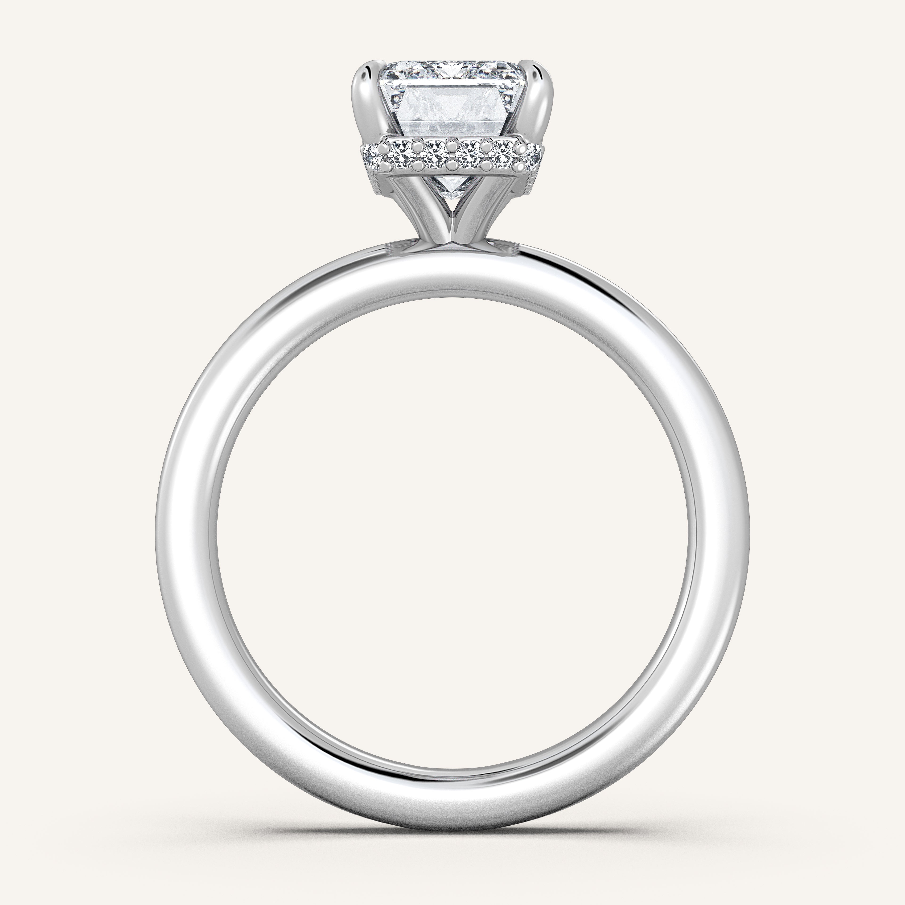 shape: Emerald | metal: White Gold, Platinum | view: 3