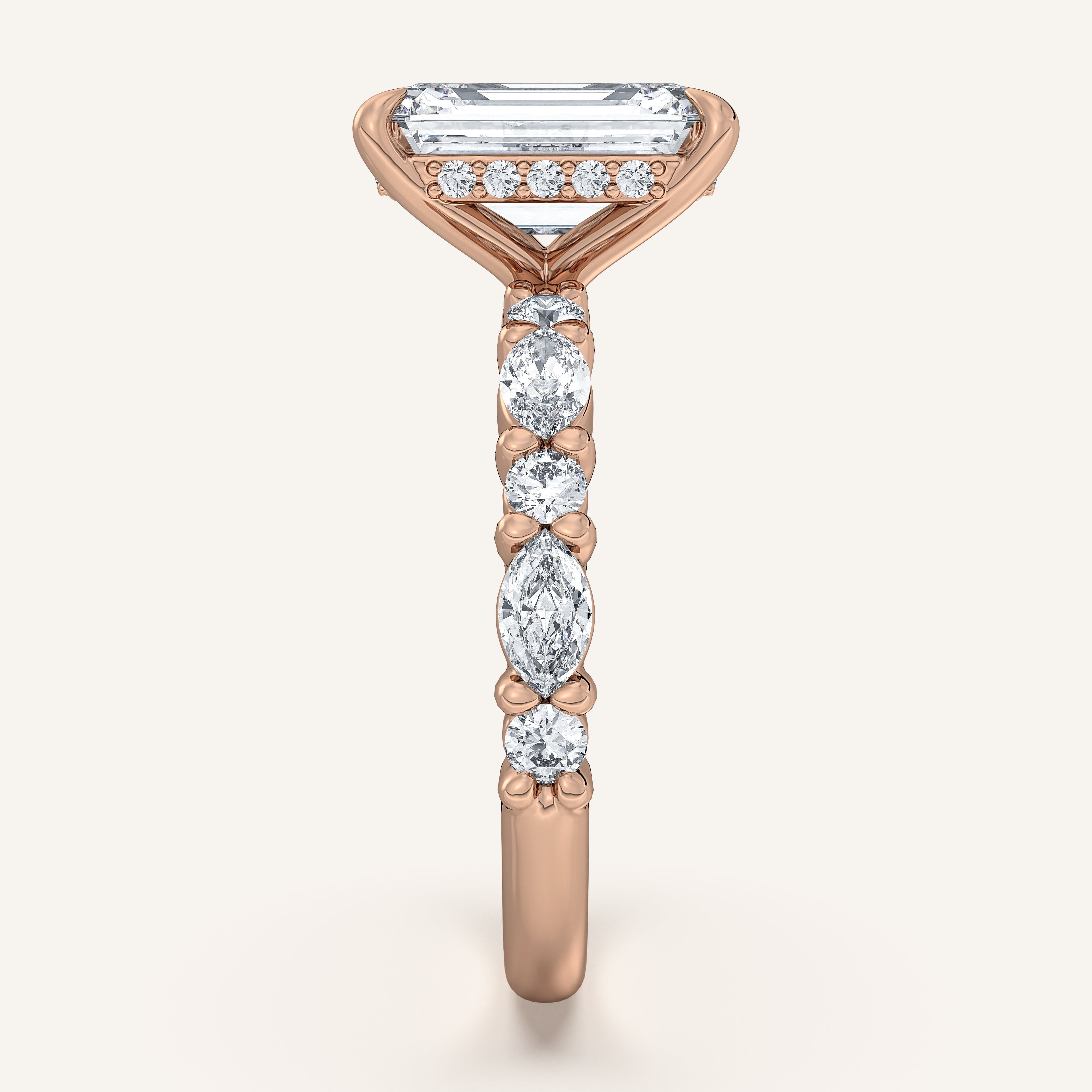 shape: Emerald | metal: Rose Gold | view: 4