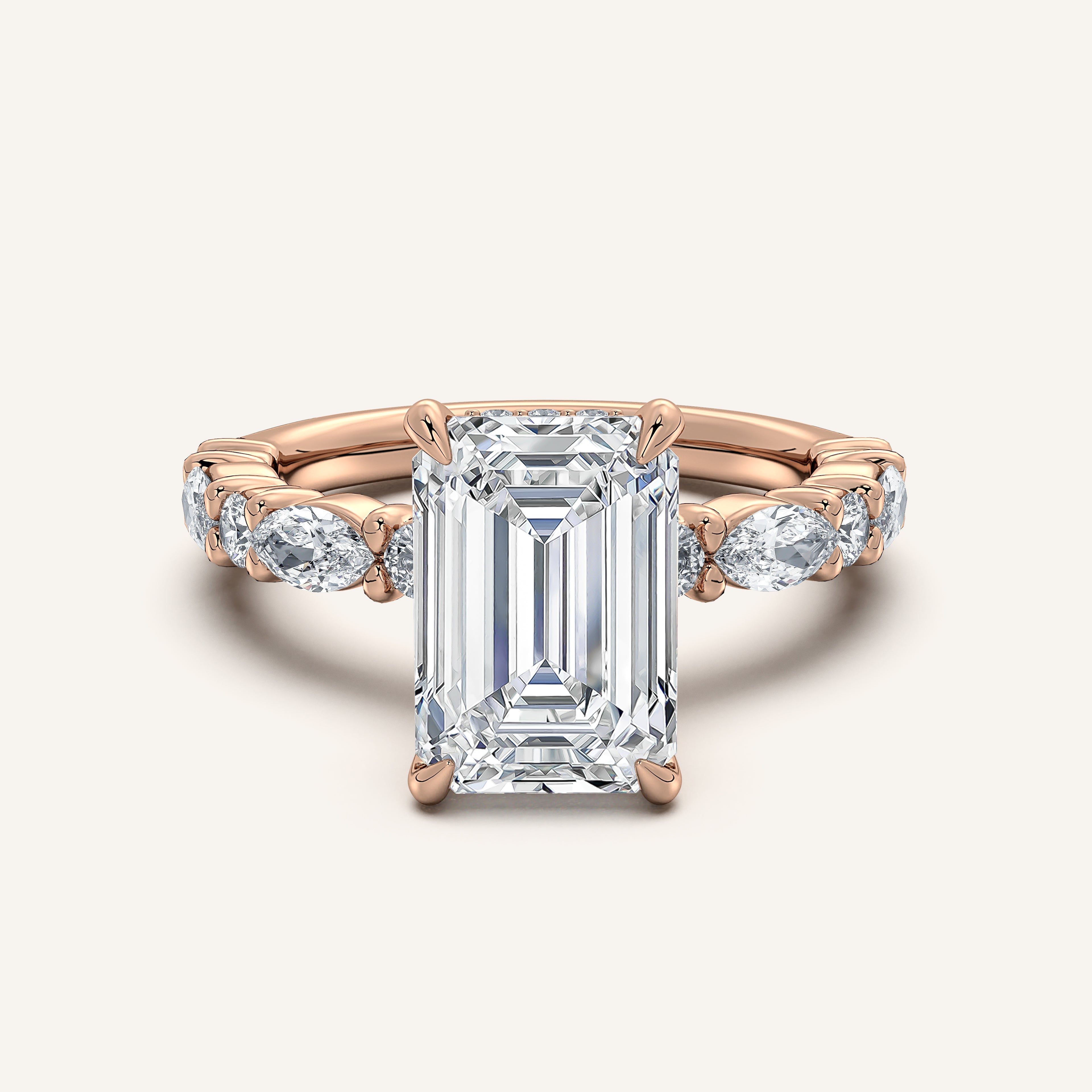 shape: Emerald | metal: Rose Gold | view: 1