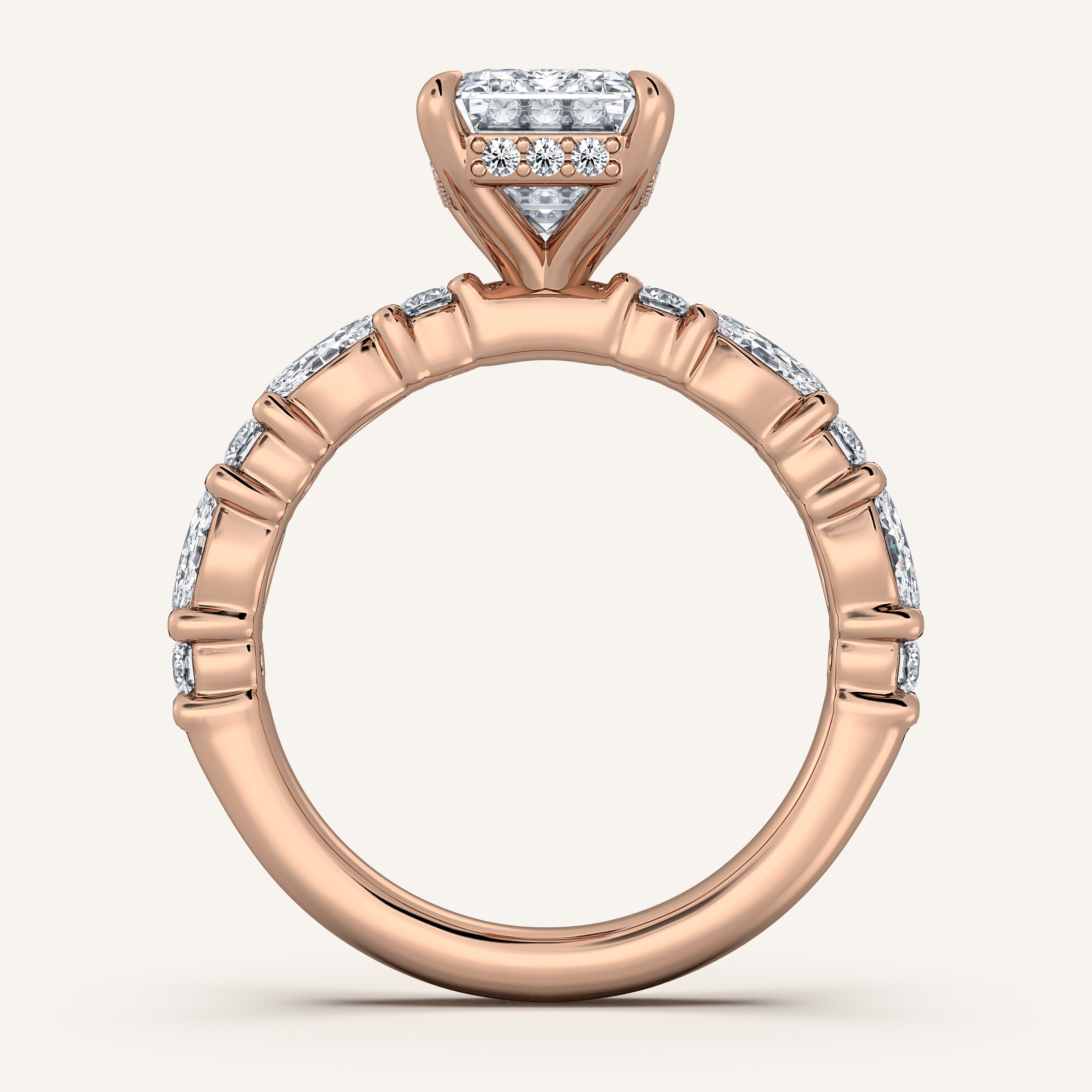 shape: Emerald | metal: Rose Gold | view: 3