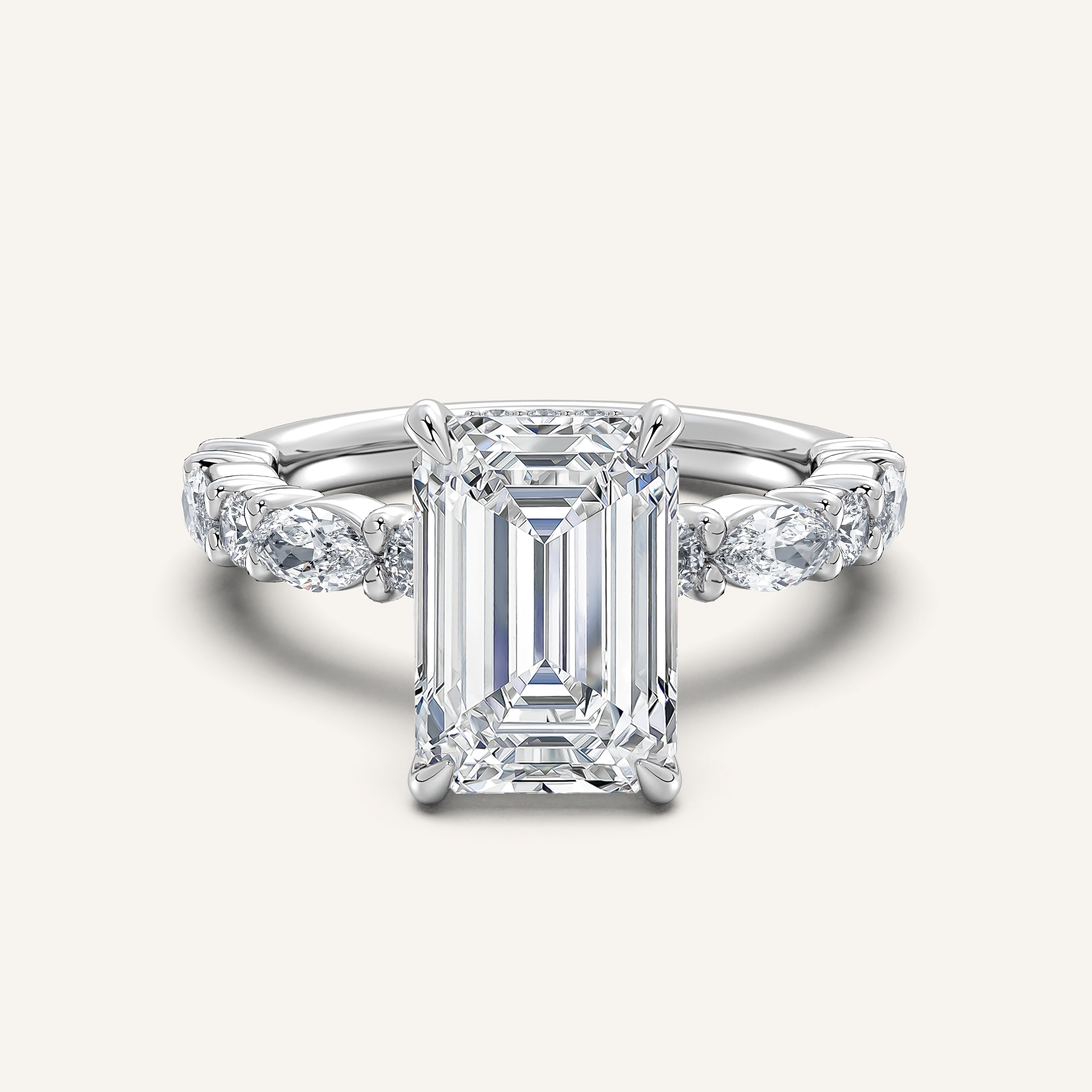 shape: Emerald | metal: White Gold, Platinum | view: 1