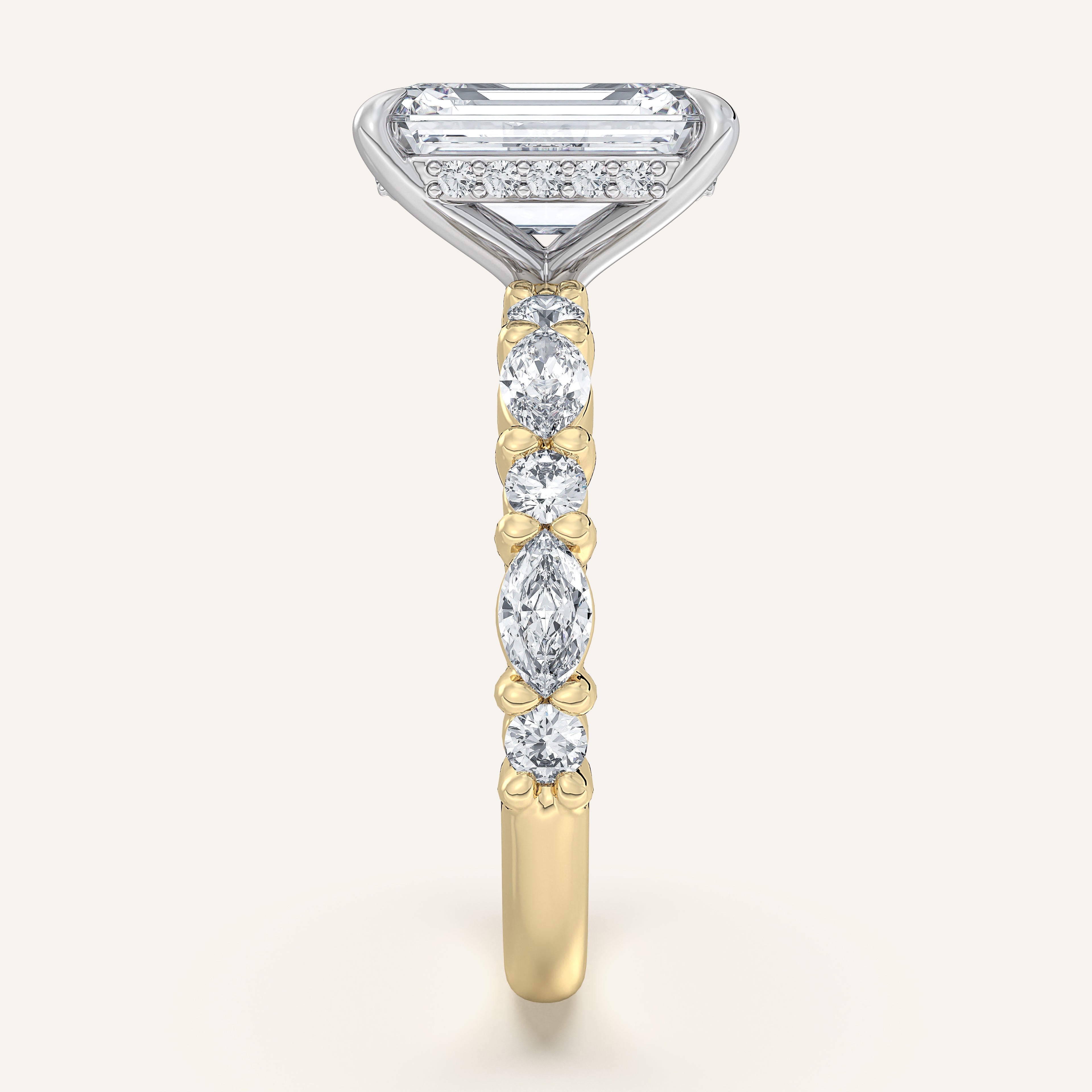 shape: Emerald | metal: Two Tone | view: 4