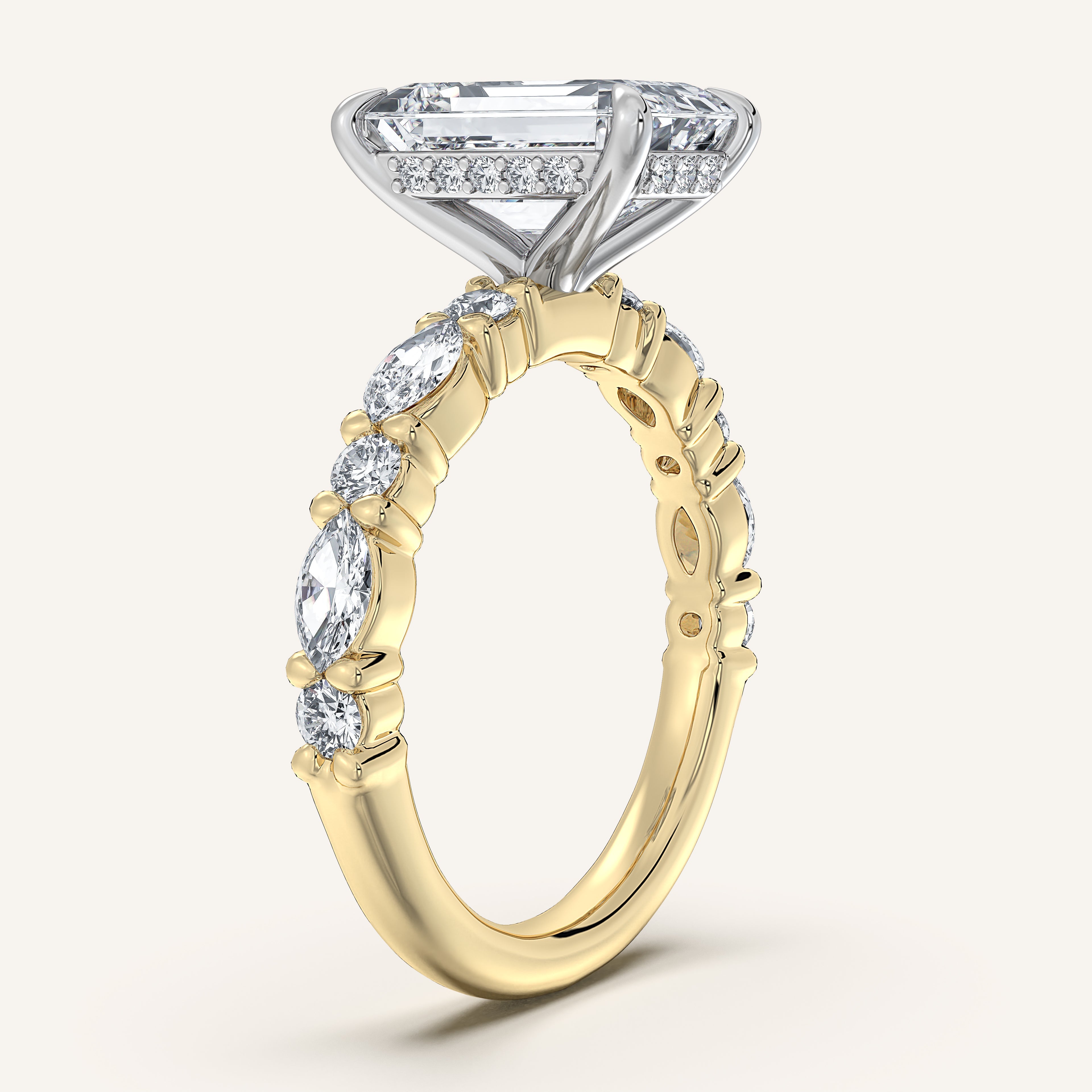 shape: Emerald | metal: Two Tone | view: 2