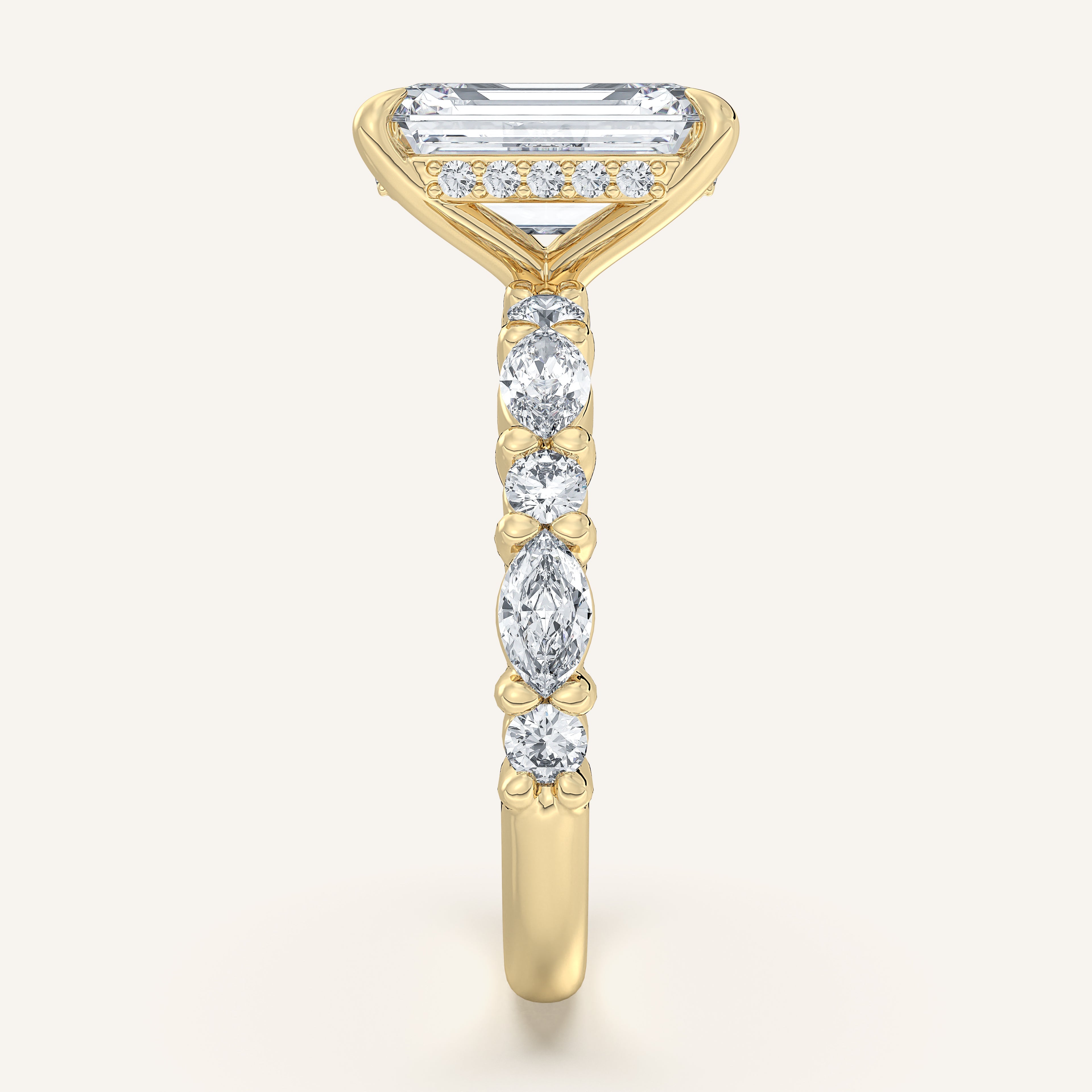 shape: Emerald | metal: Yellow Gold | view: 4