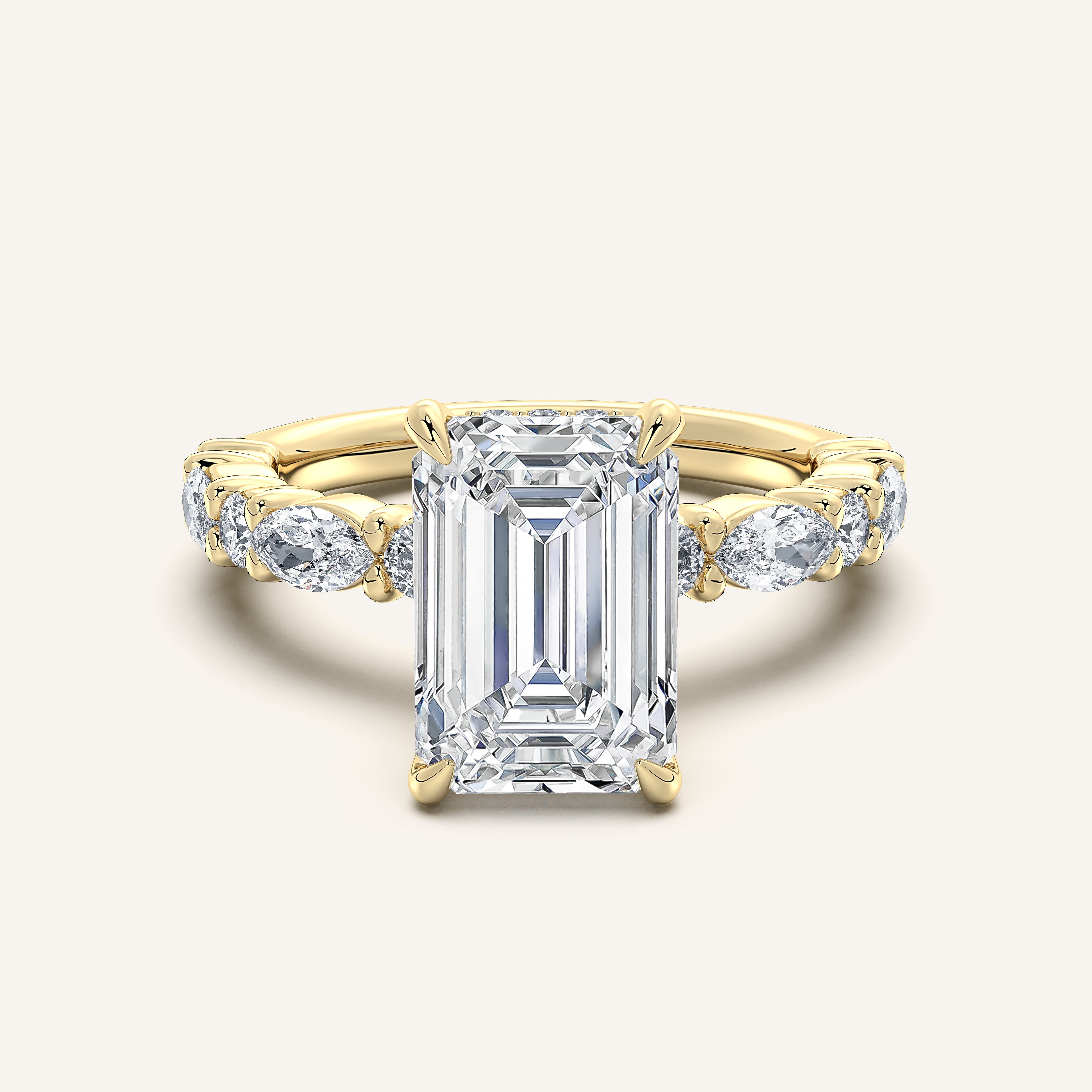 shape: Emerald | metal: Yellow Gold | view: 1