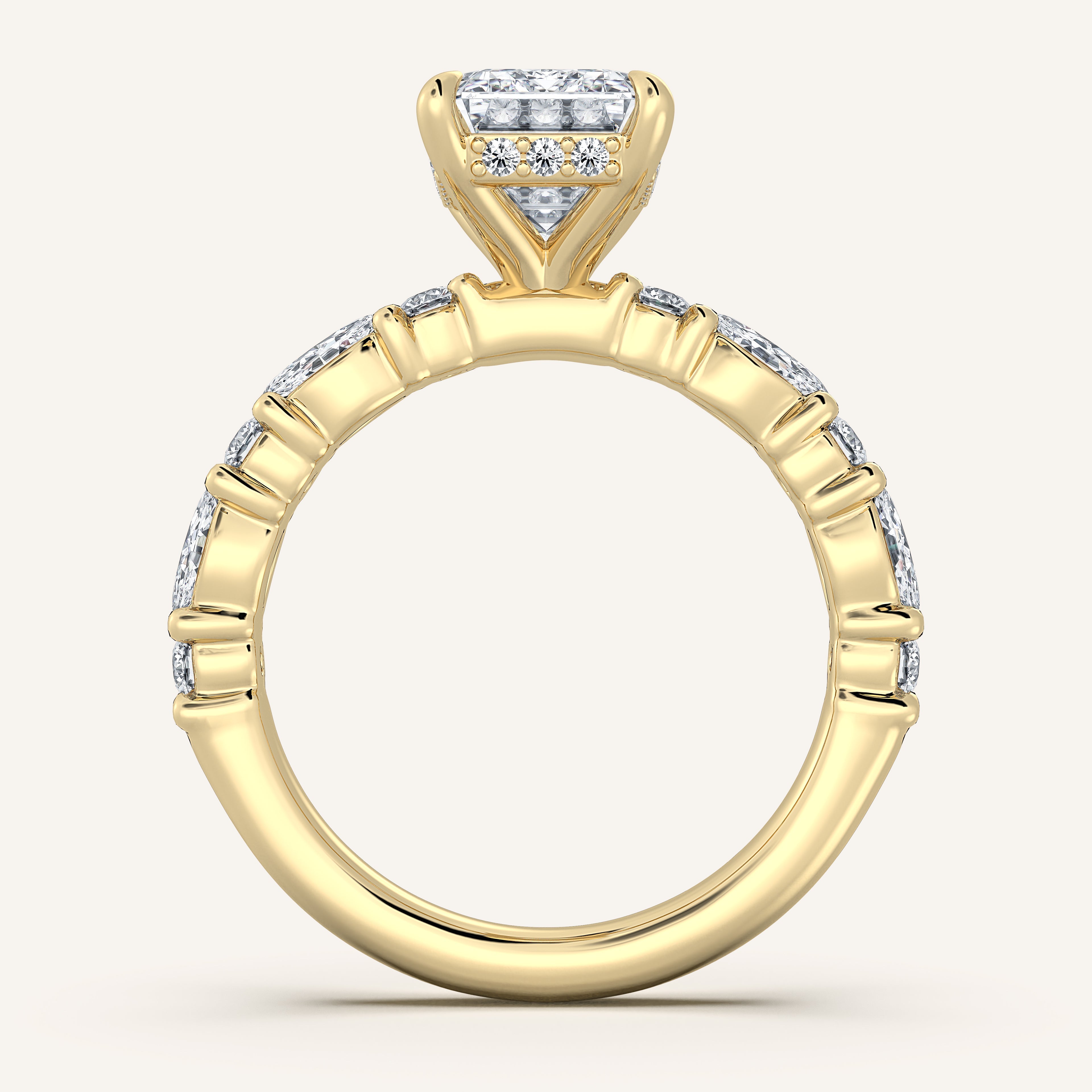shape: Emerald | metal: Yellow Gold | view: 3