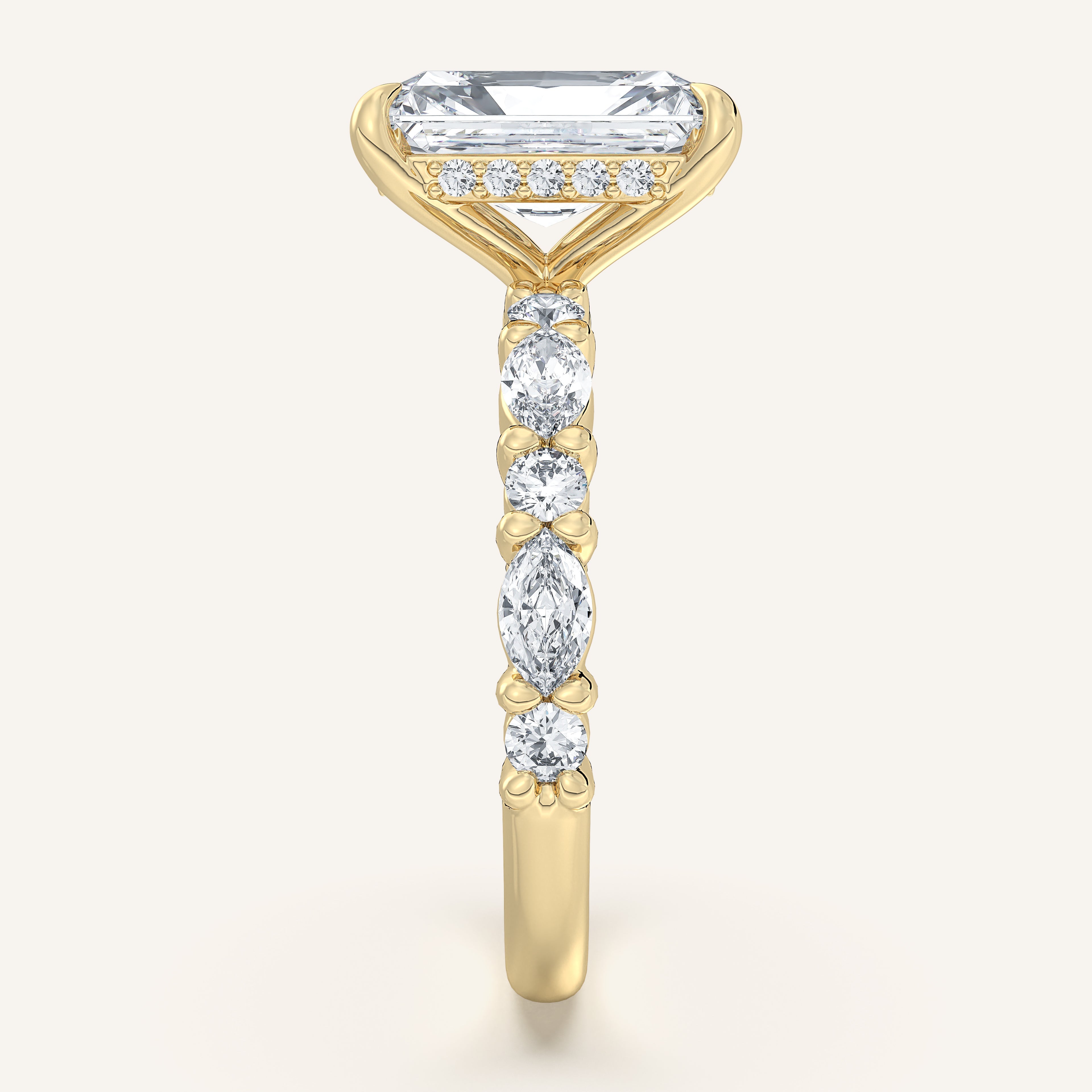 shape: Radiant | metal: Yellow Gold | view: 4