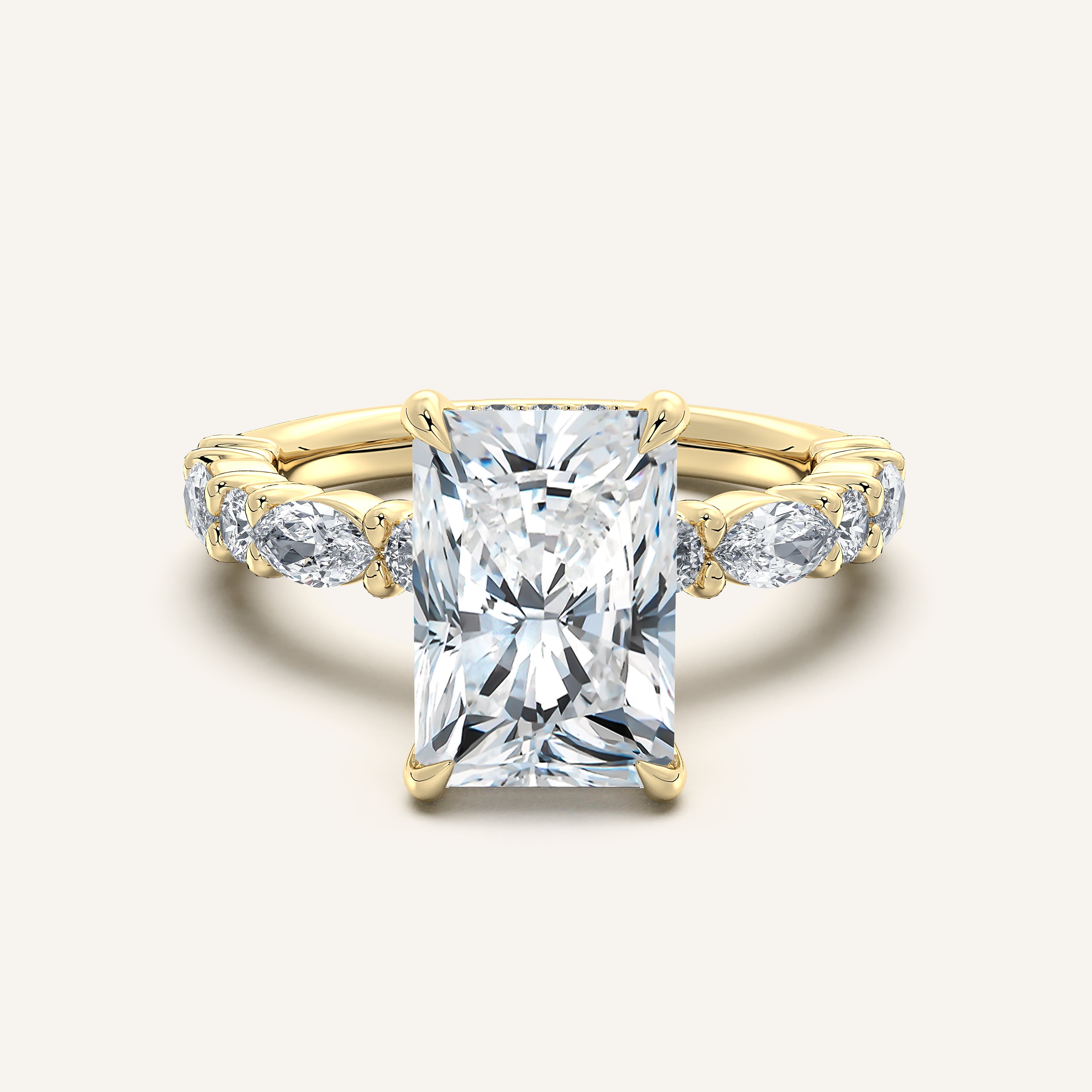 shape: Radiant | metal: Yellow Gold | view: 1
