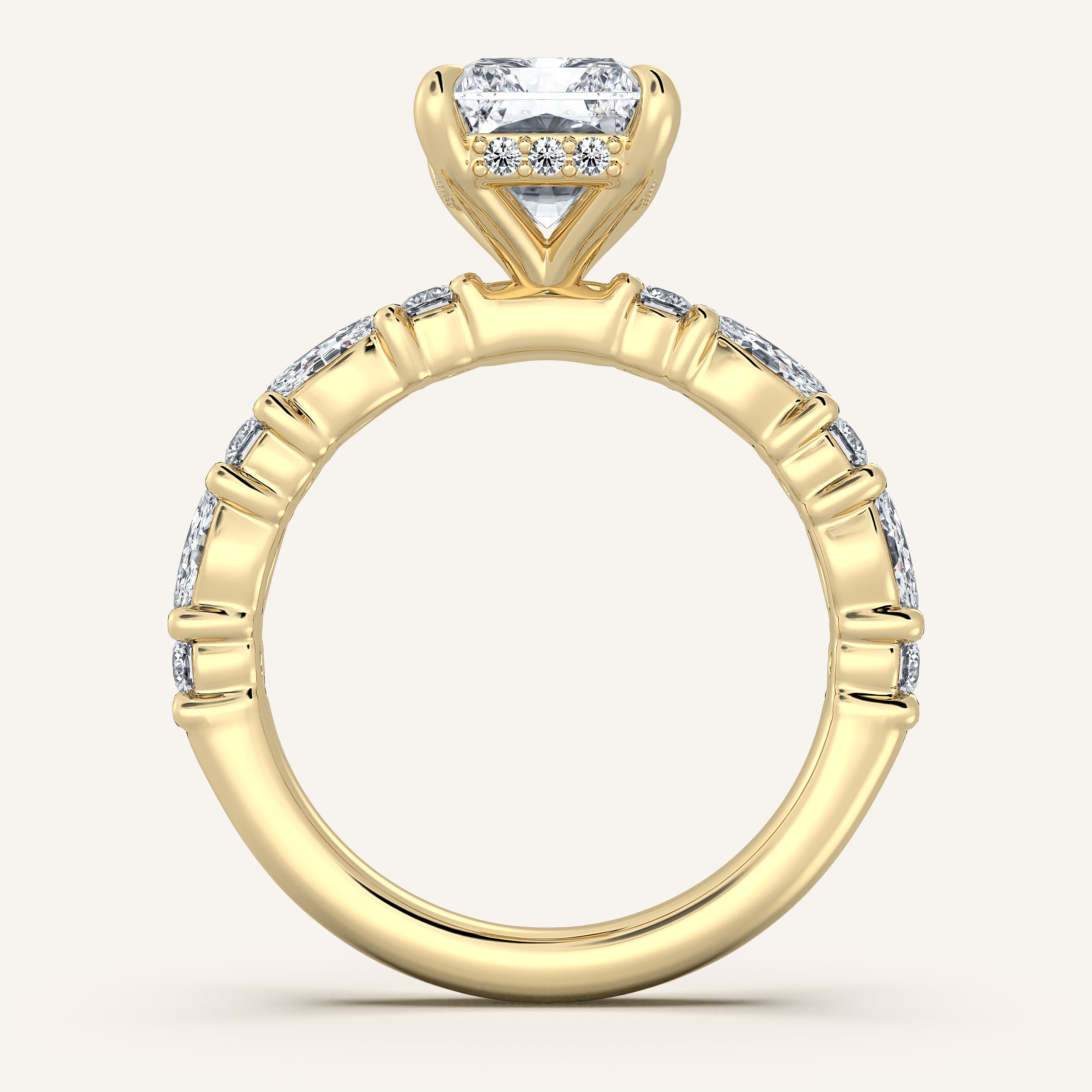 shape: Radiant | metal: Yellow Gold | view: 3