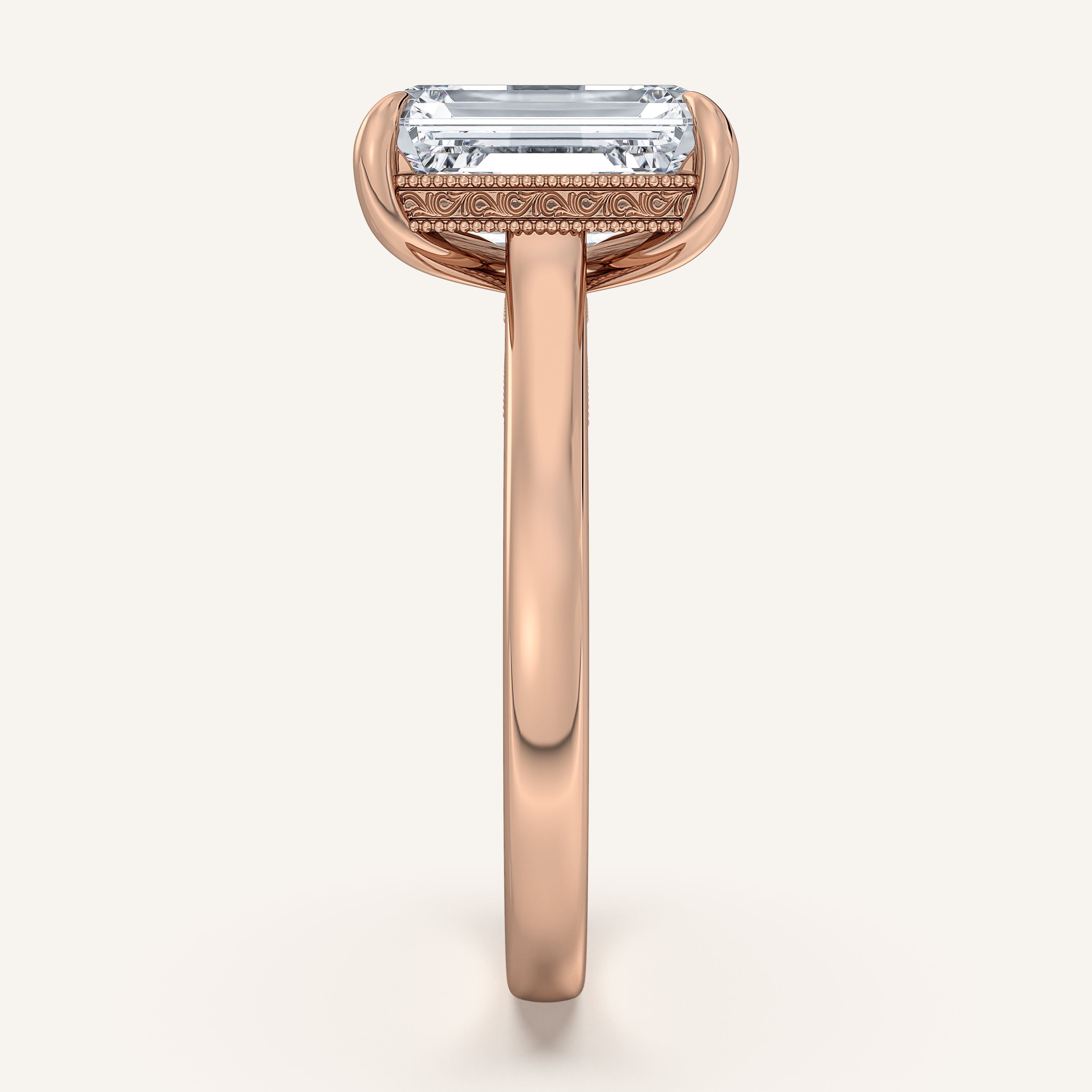 shape: Emerald | metal: Rose Gold | view: 4