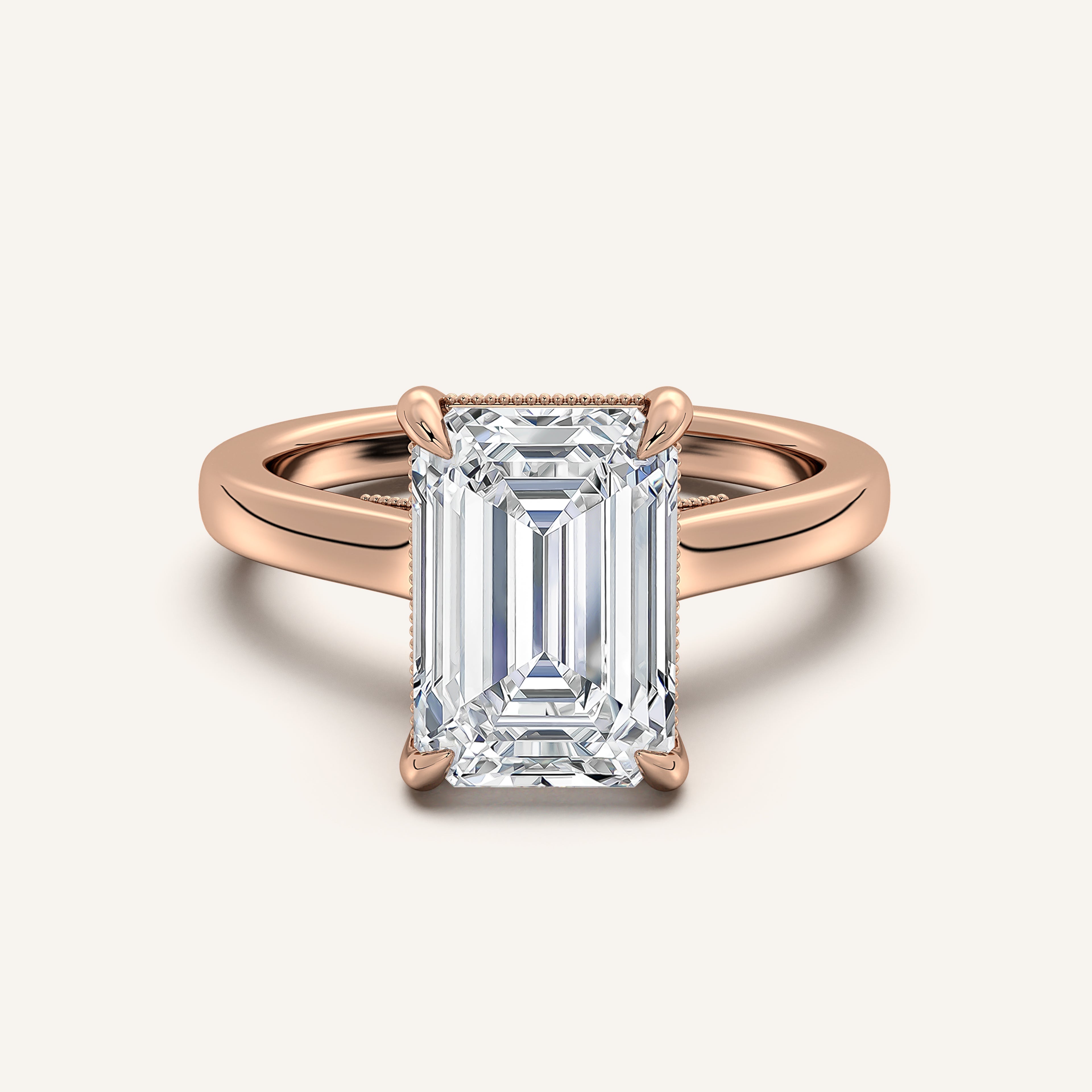 shape: Emerald | metal: Rose Gold | view: 1