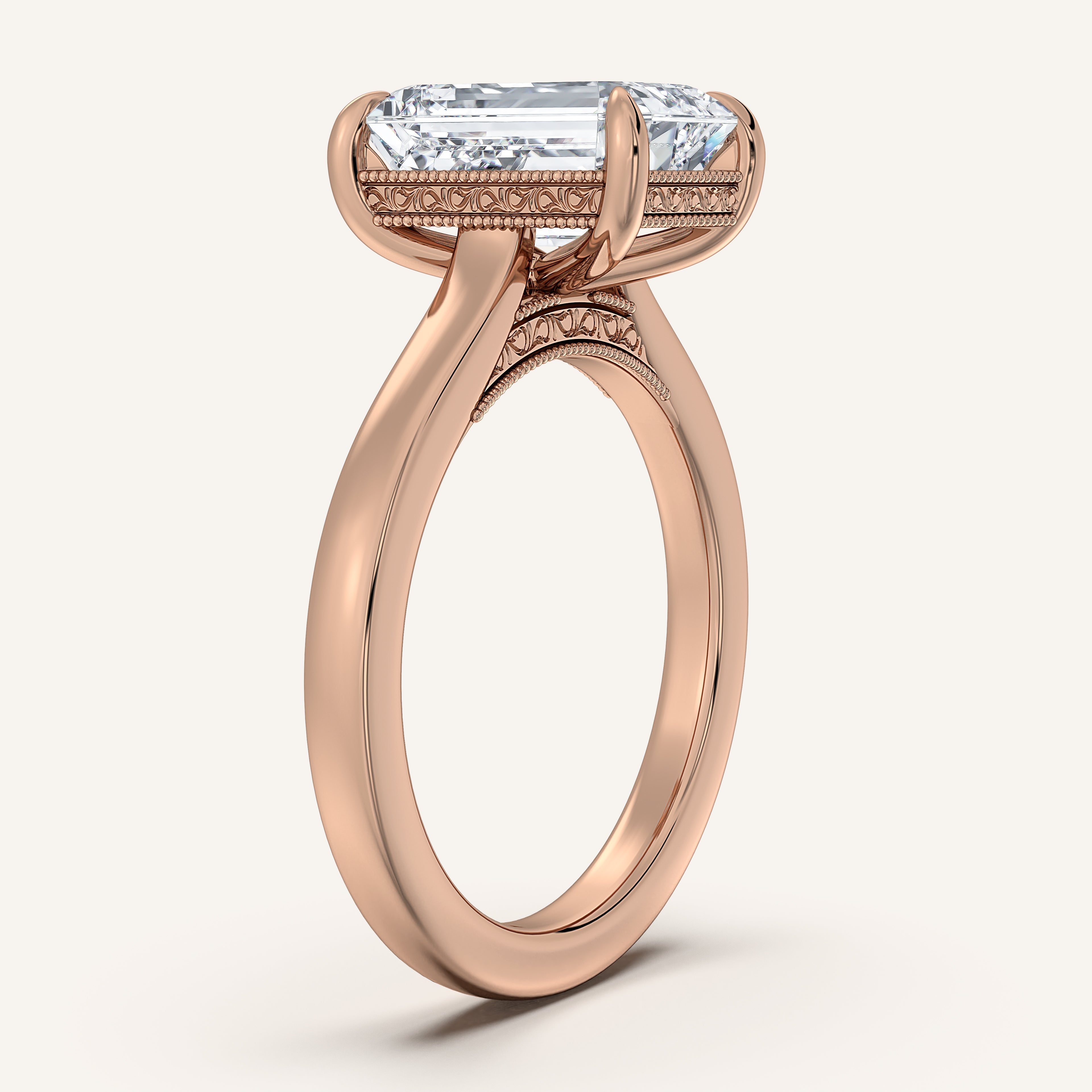 shape: Emerald | metal: Rose Gold | view: 2