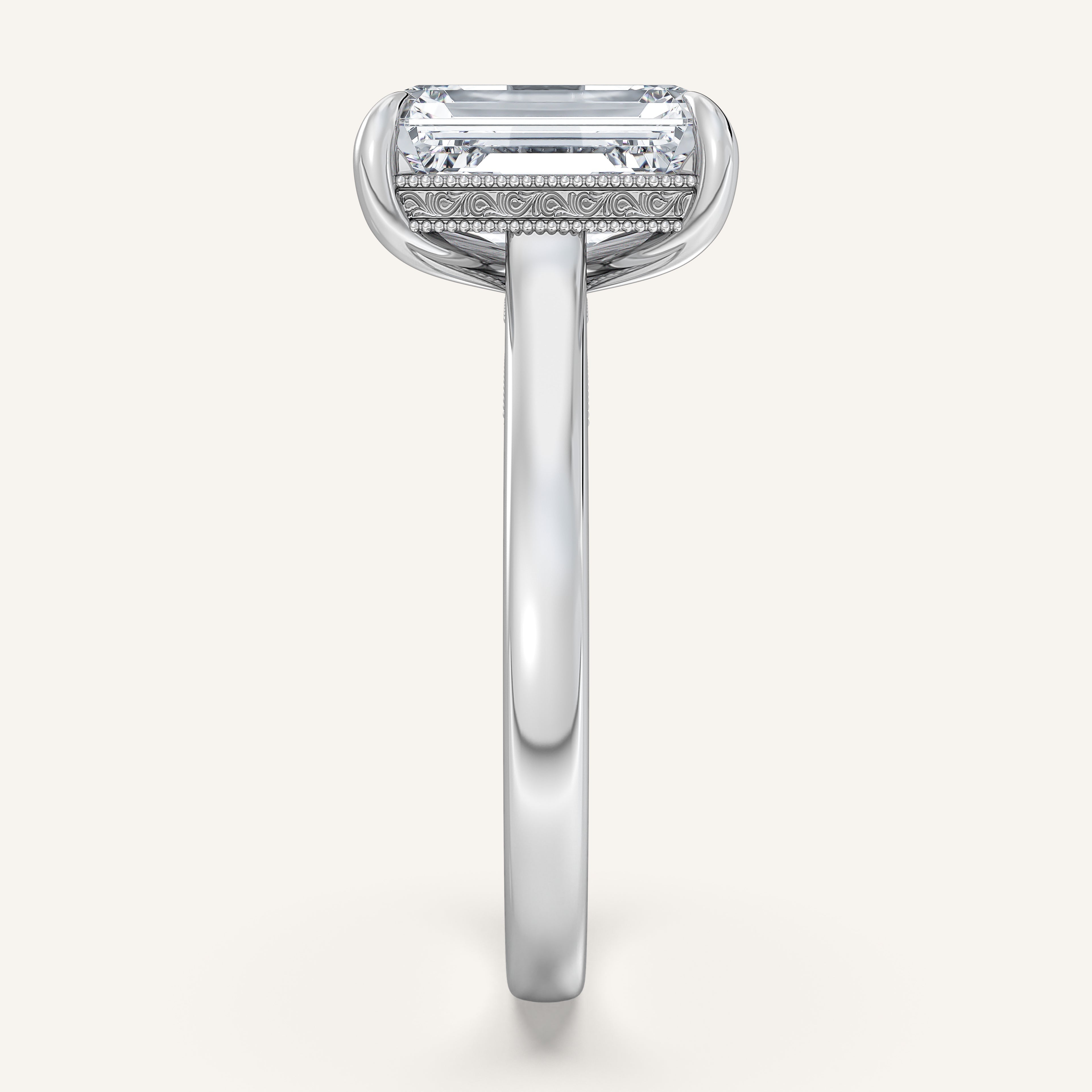shape: Emerald | metal: White Gold, Platinum | view: 4