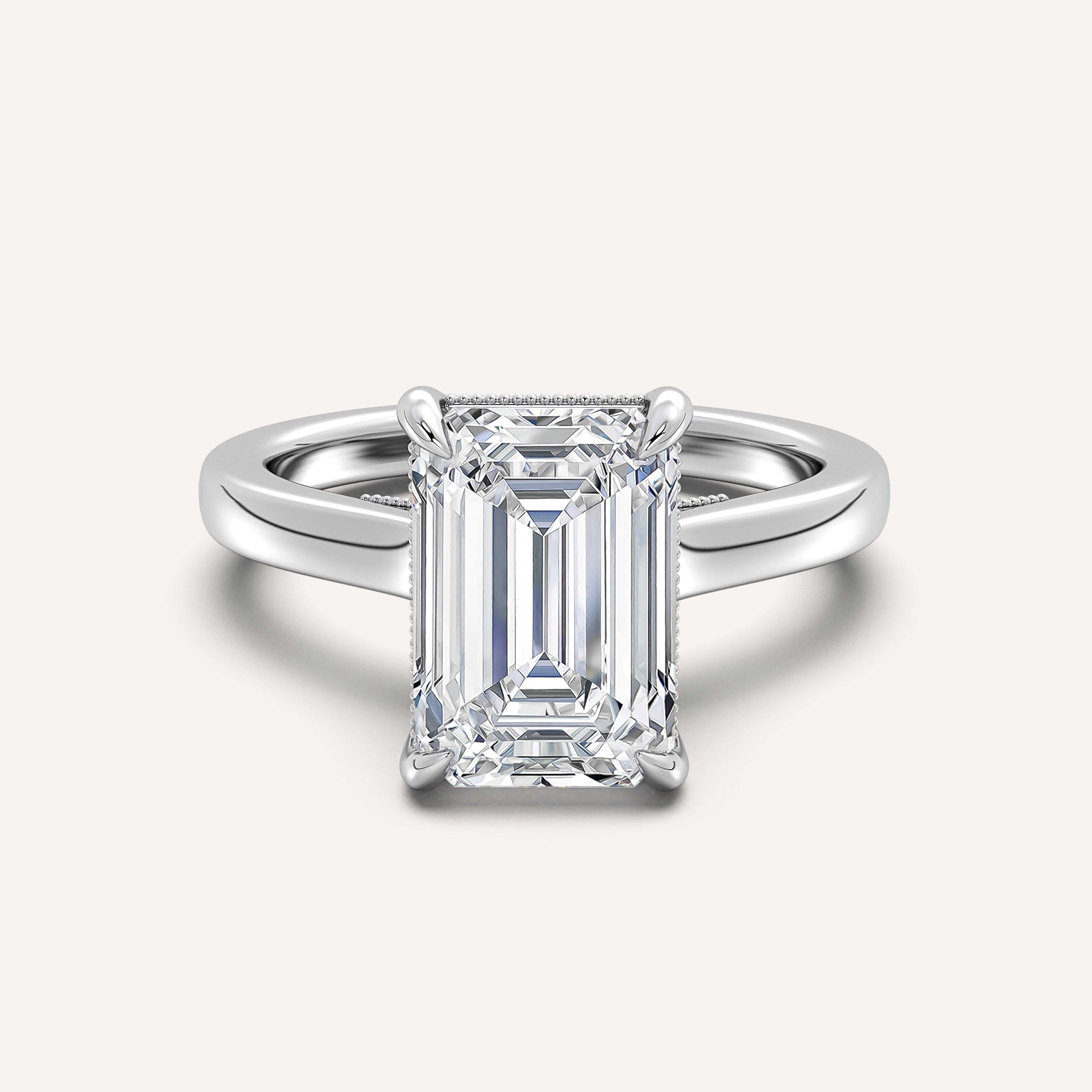 shape: Emerald | metal: White Gold, Platinum | view: 1