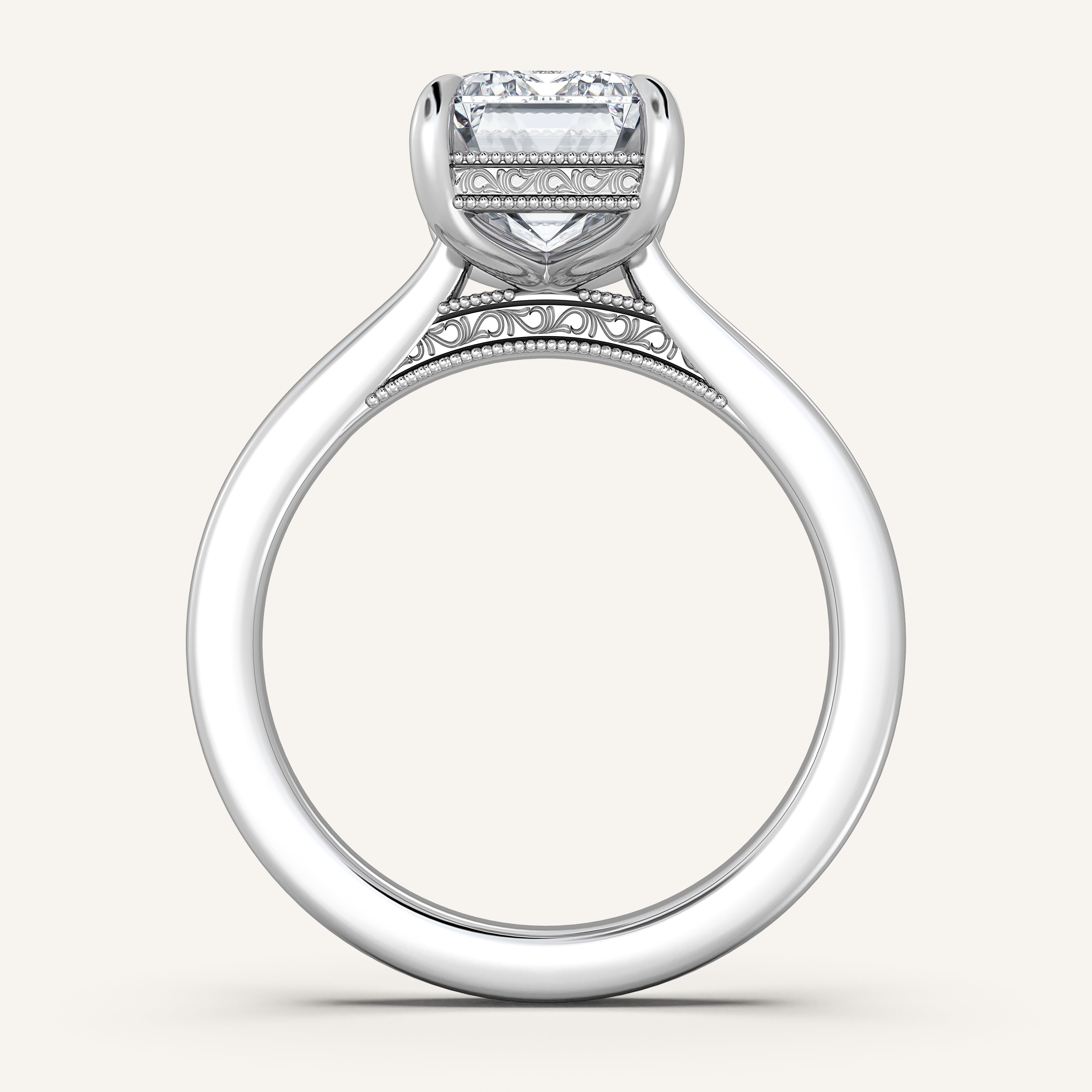 shape: Emerald | metal: White Gold, Platinum | view: 3