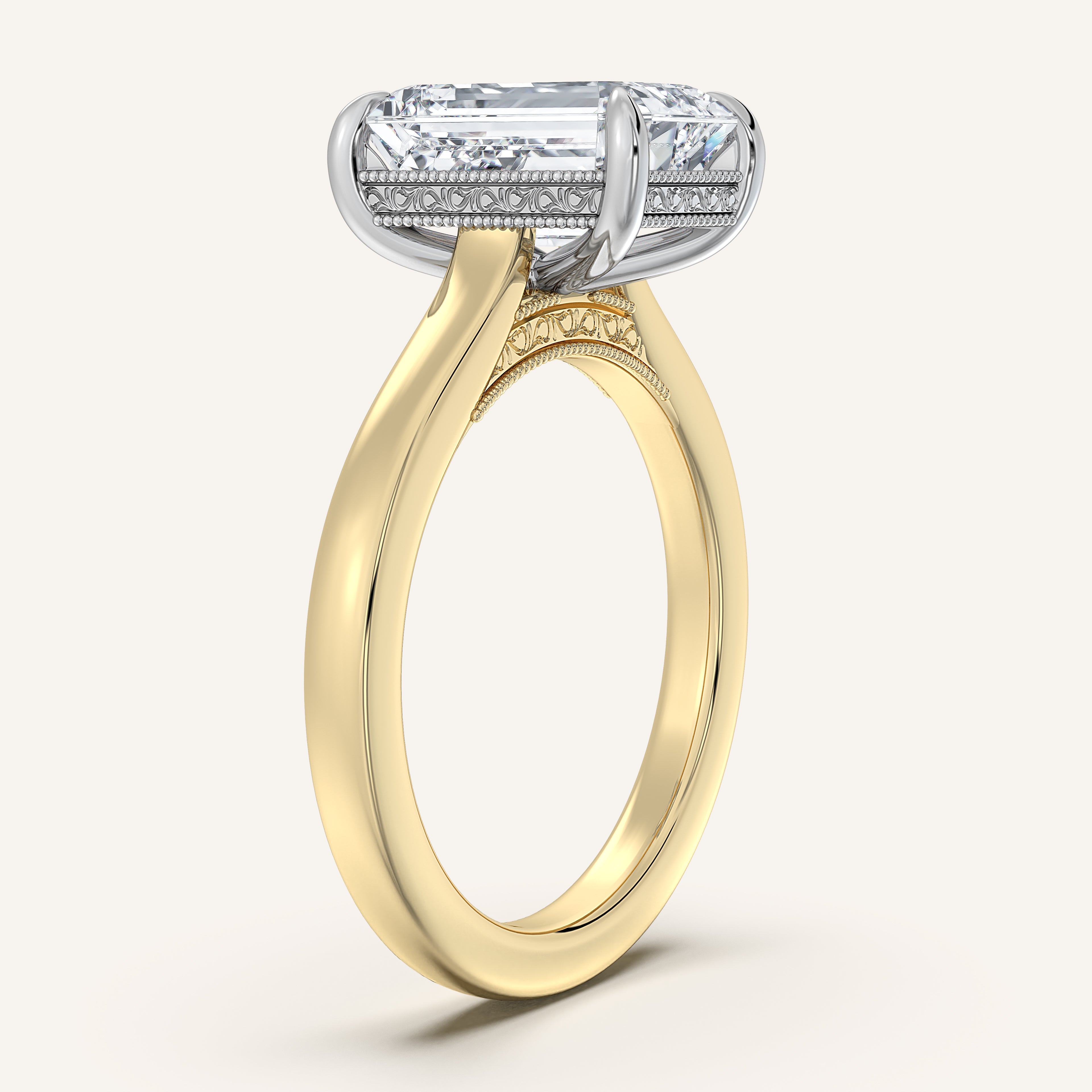 shape: Emerald | metal: Two Tone | view: 2