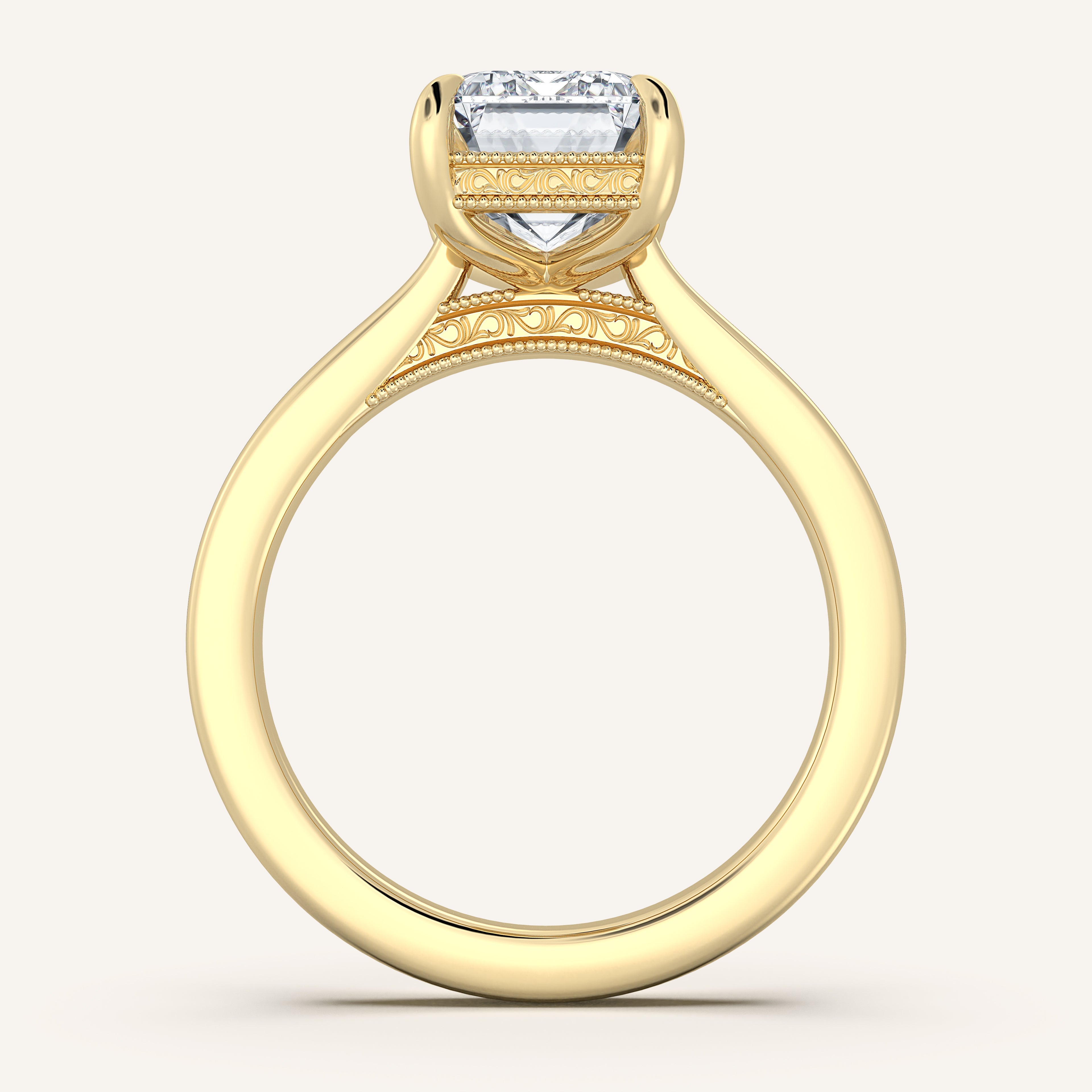 shape: Emerald | metal: Yellow Gold | view: 3