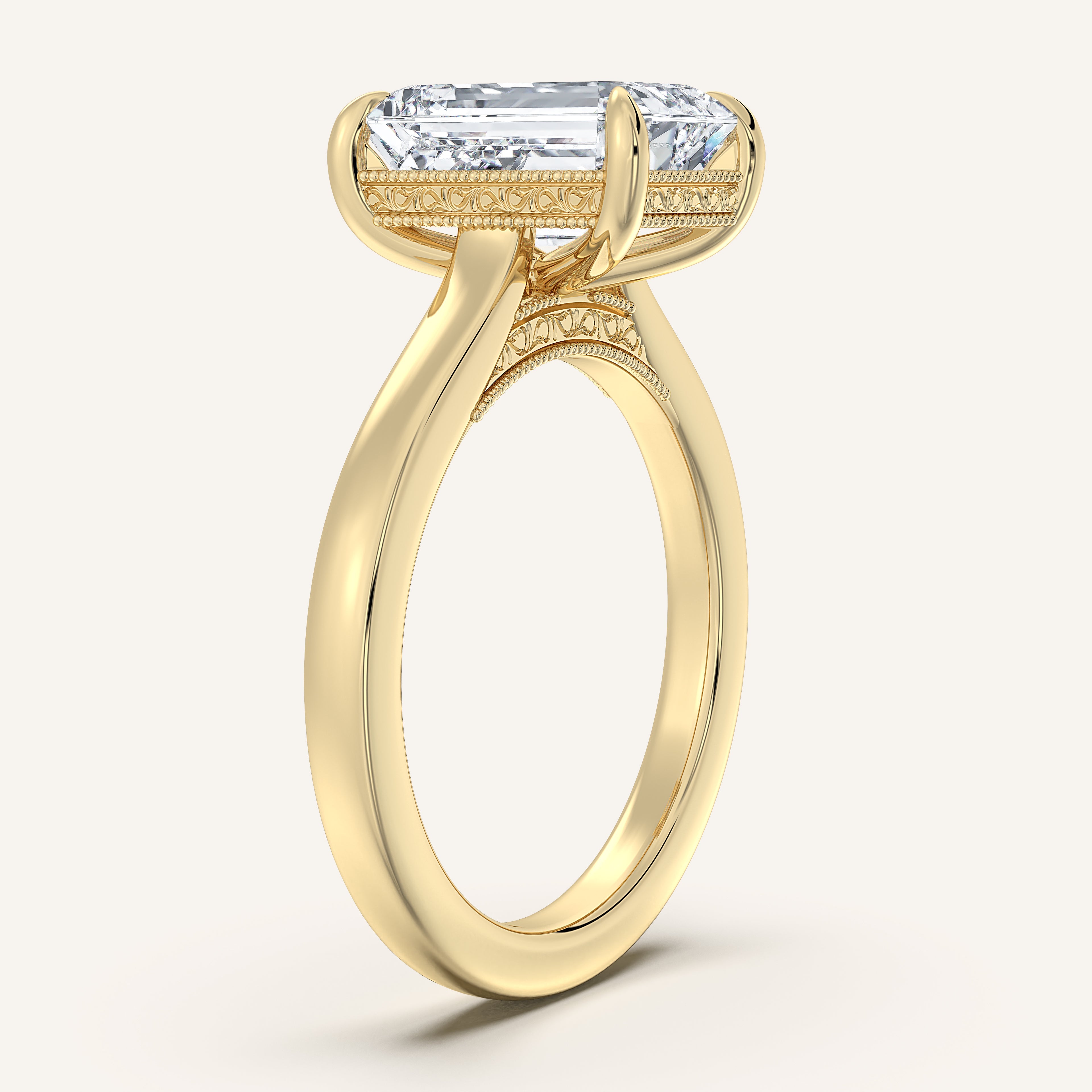 shape: Emerald | metal: Yellow Gold | view: 2