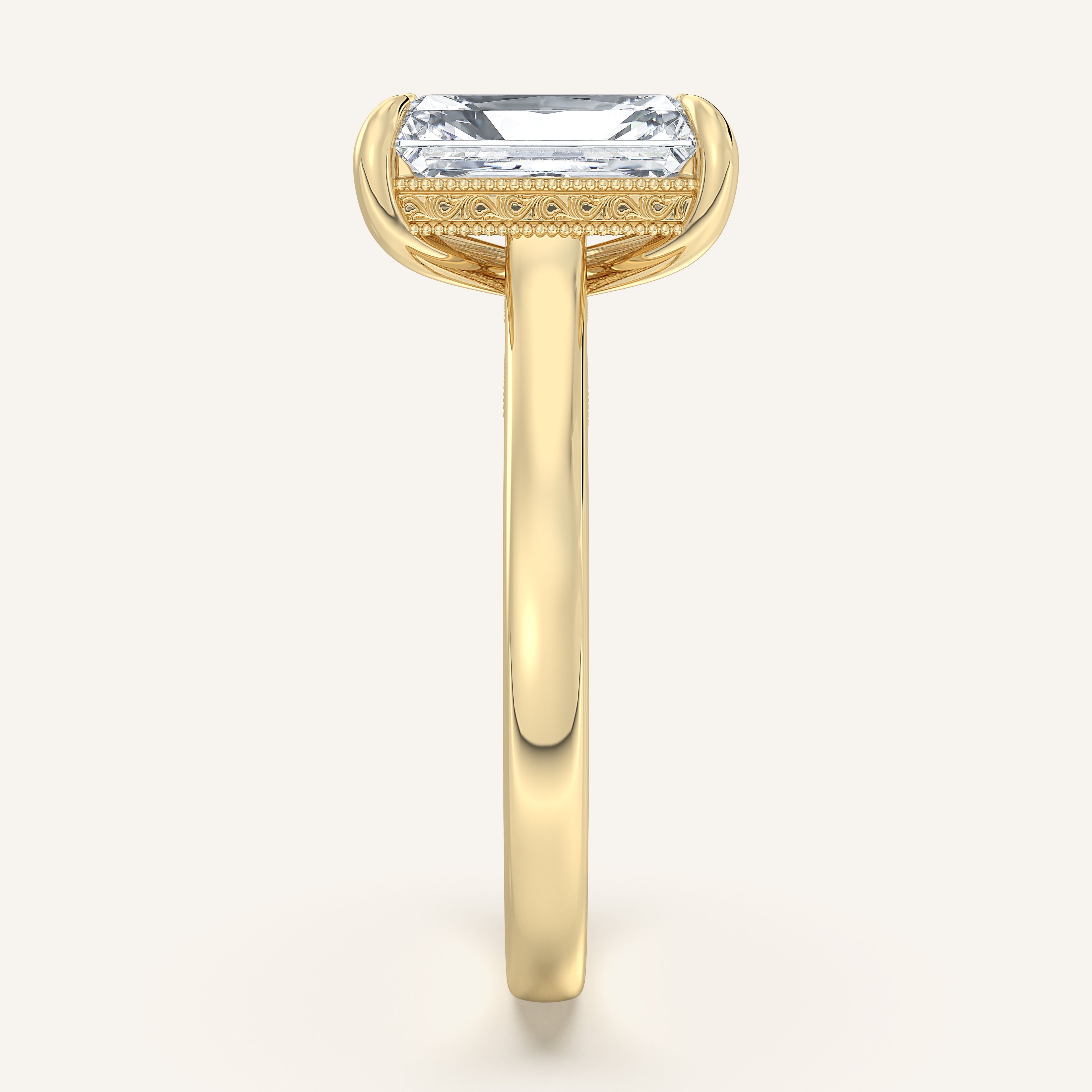 shape: Radiant | metal: Yellow Gold | view: 4