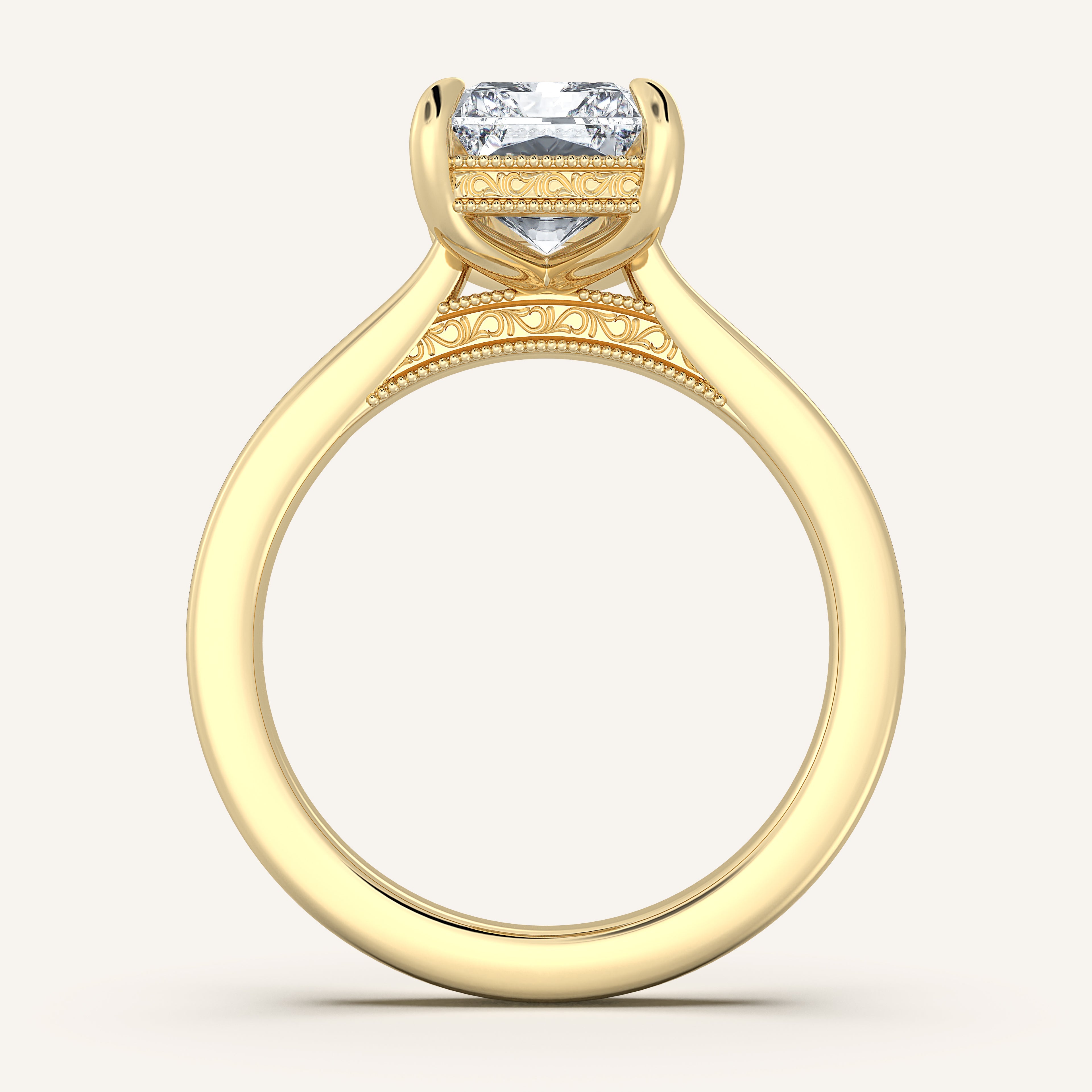 shape: Radiant | metal: Yellow Gold | view: 3