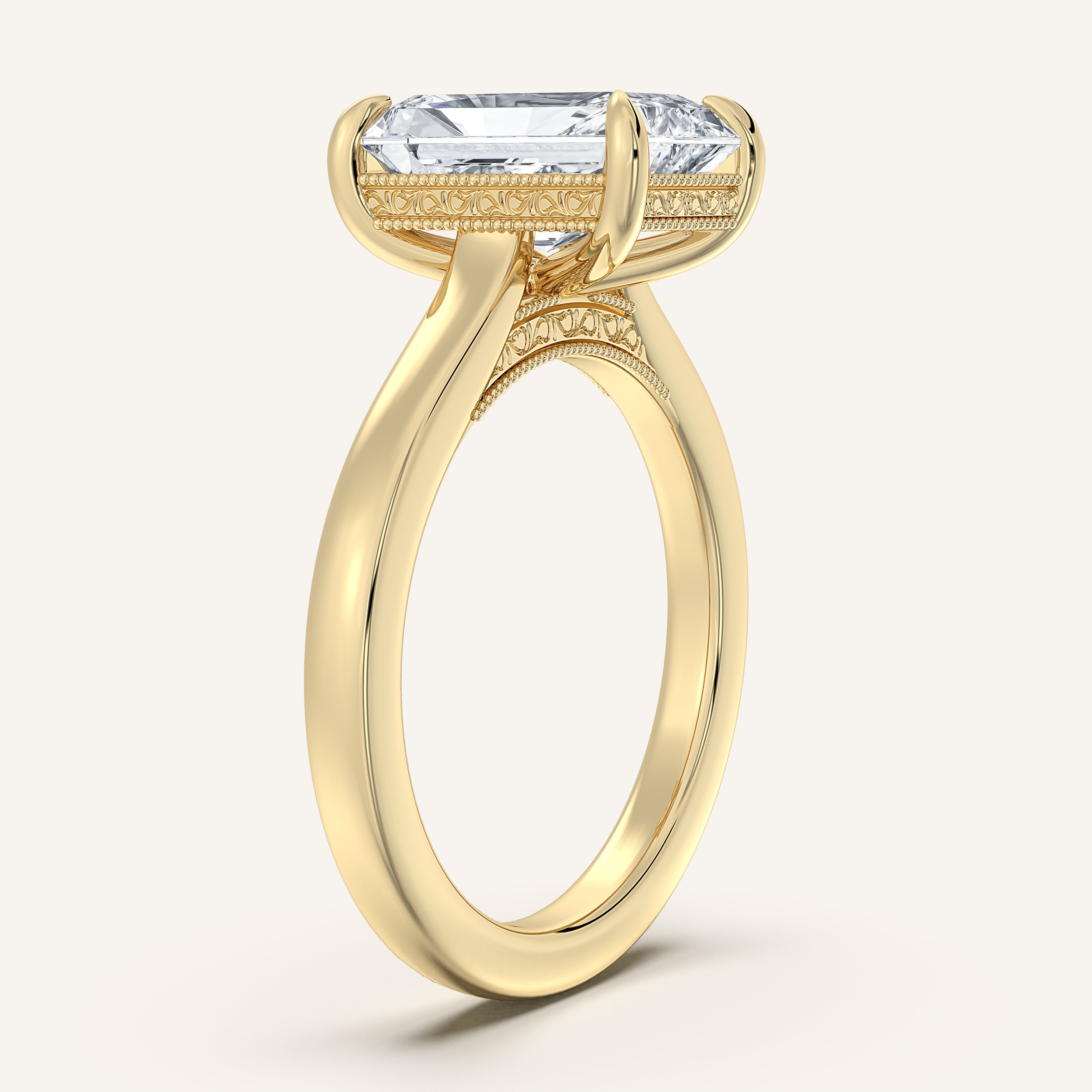 shape: Radiant | metal: Yellow Gold | view: 2