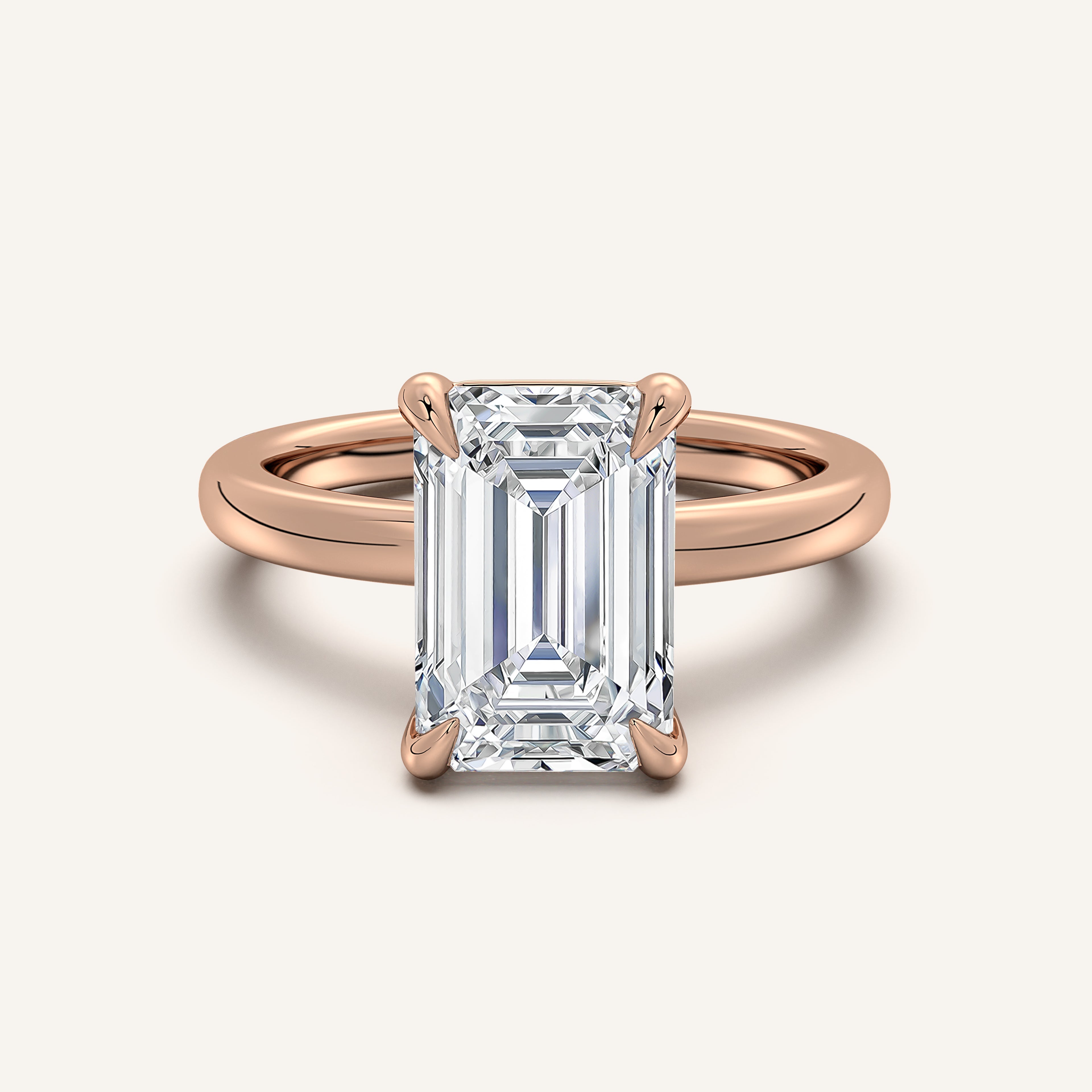 shape: Emerald | metal: Rose Gold | view: 1
