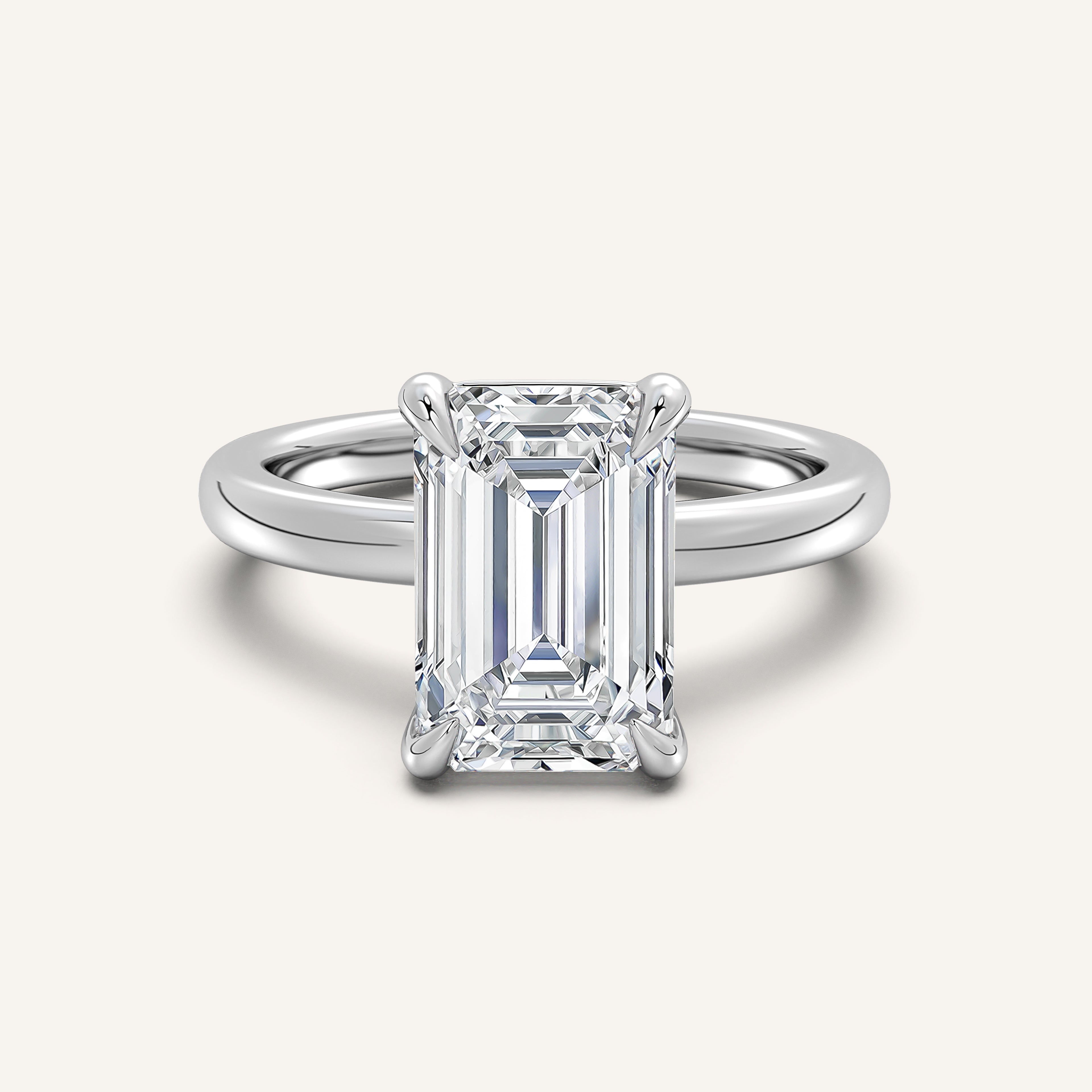 shape: Emerald | metal: White Gold, Platinum | view: 1