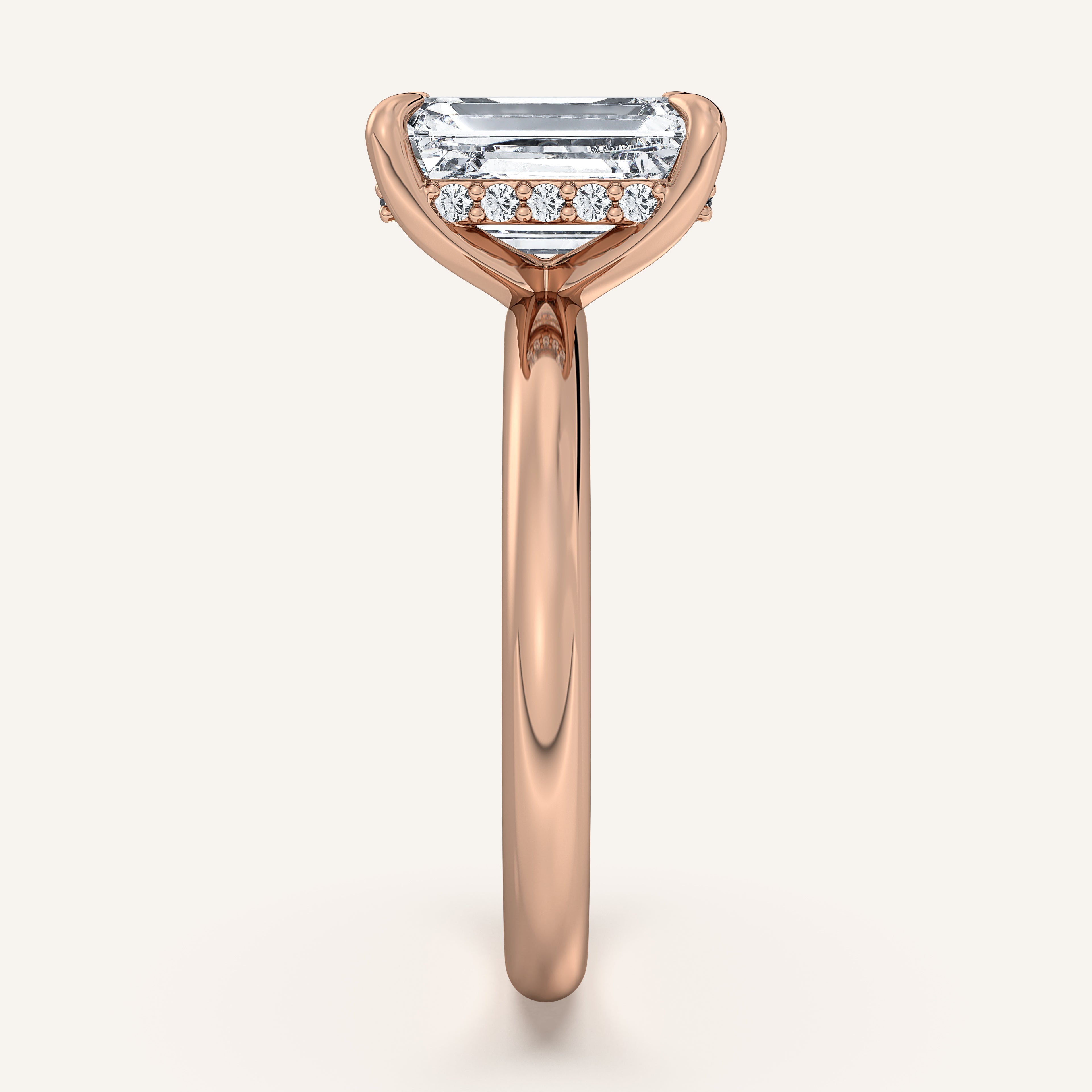shape: Emerald | metal: Rose Gold | view: 4