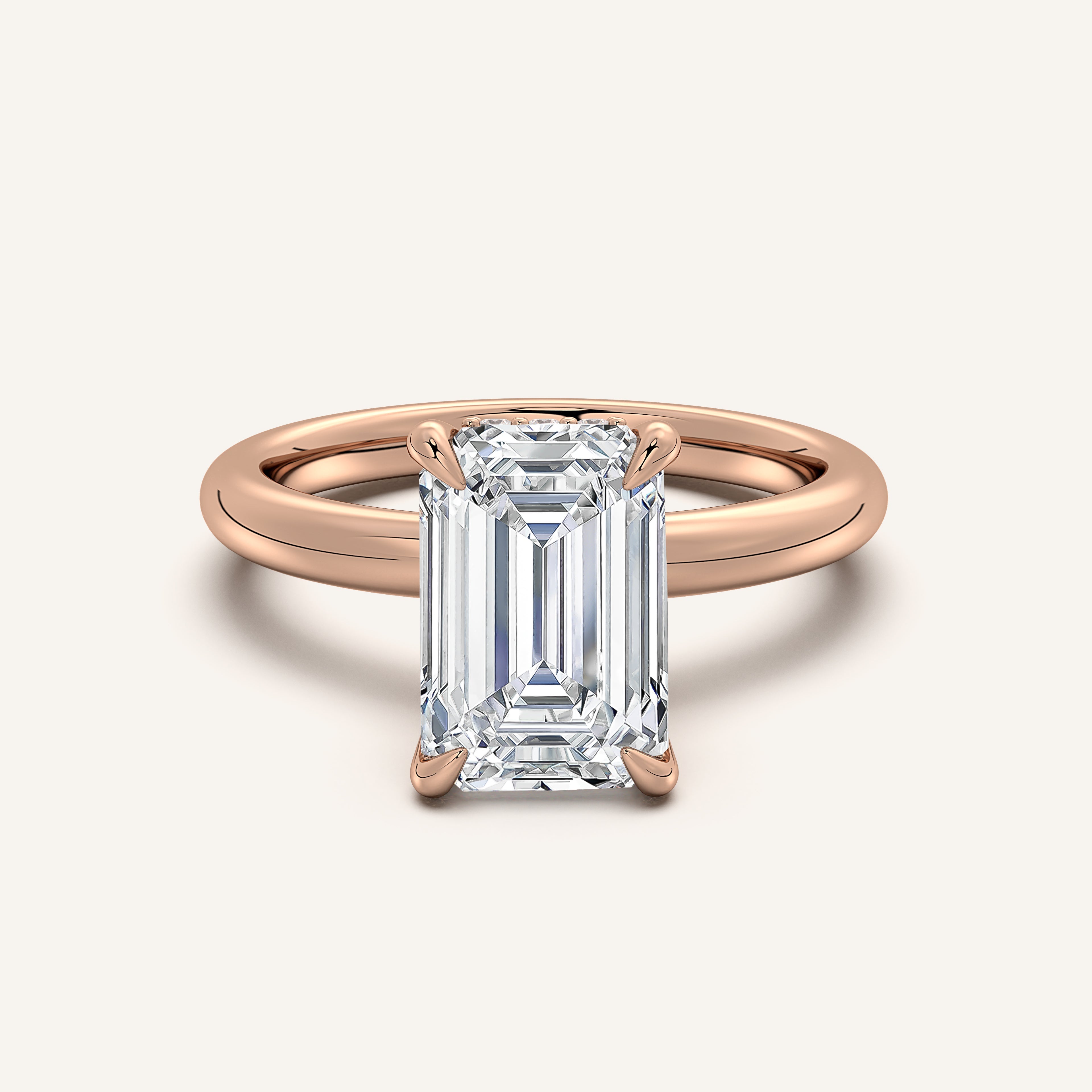shape: Emerald | metal: Rose Gold | view: 1