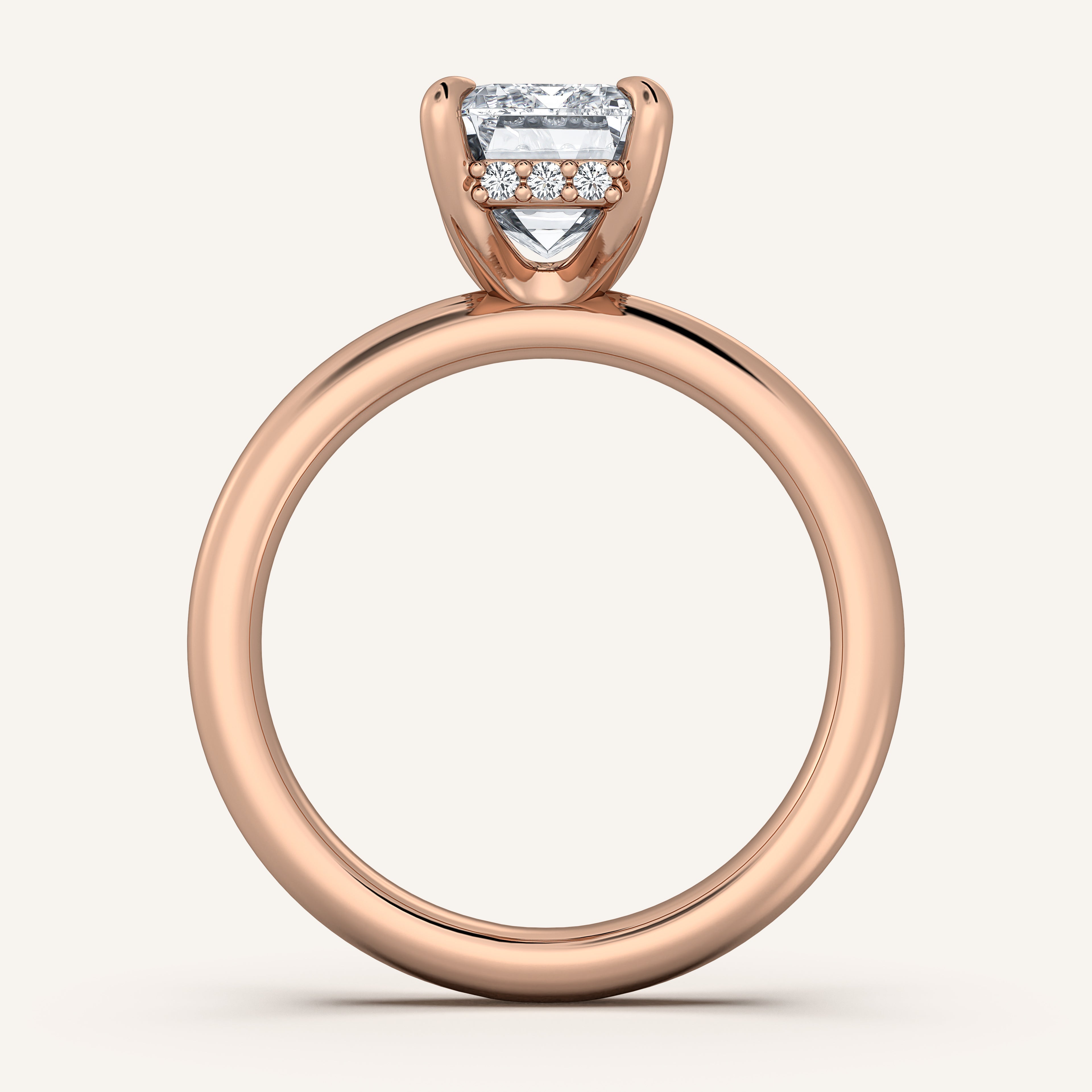 shape: Emerald | metal: Rose Gold | view: 3