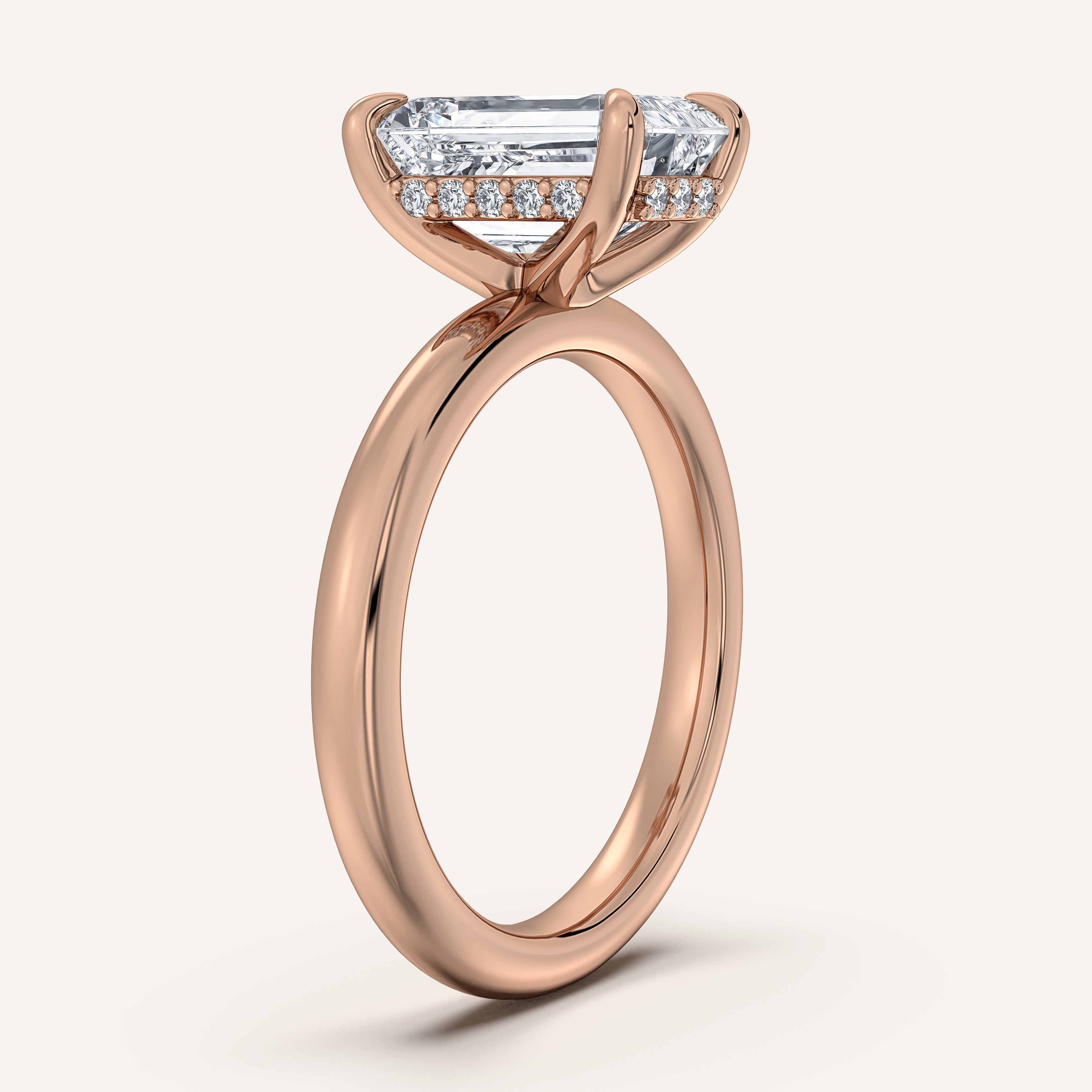 shape: Emerald | metal: Rose Gold | view: 2