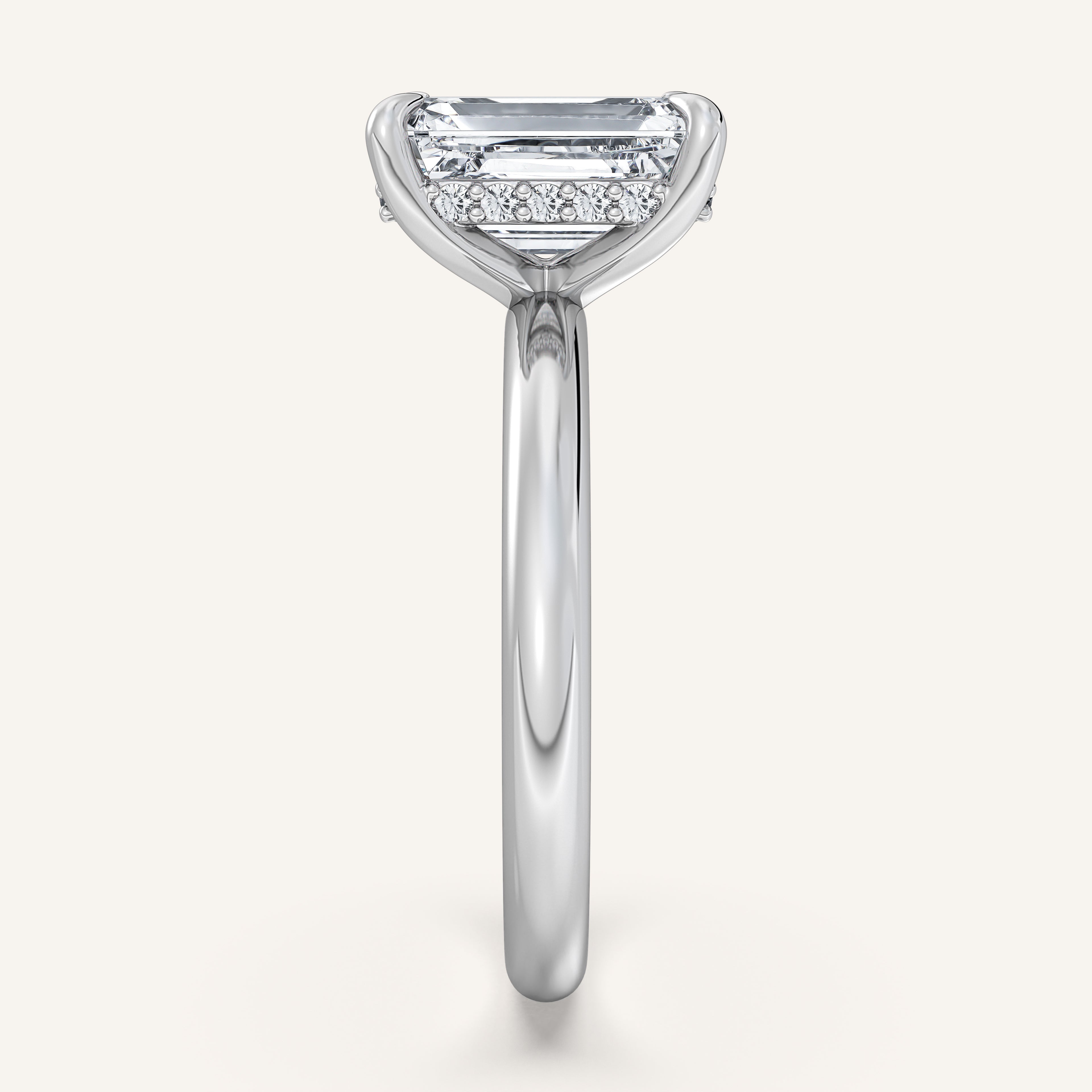 shape: Emerald | metal: White Gold, Platinum | view: 4