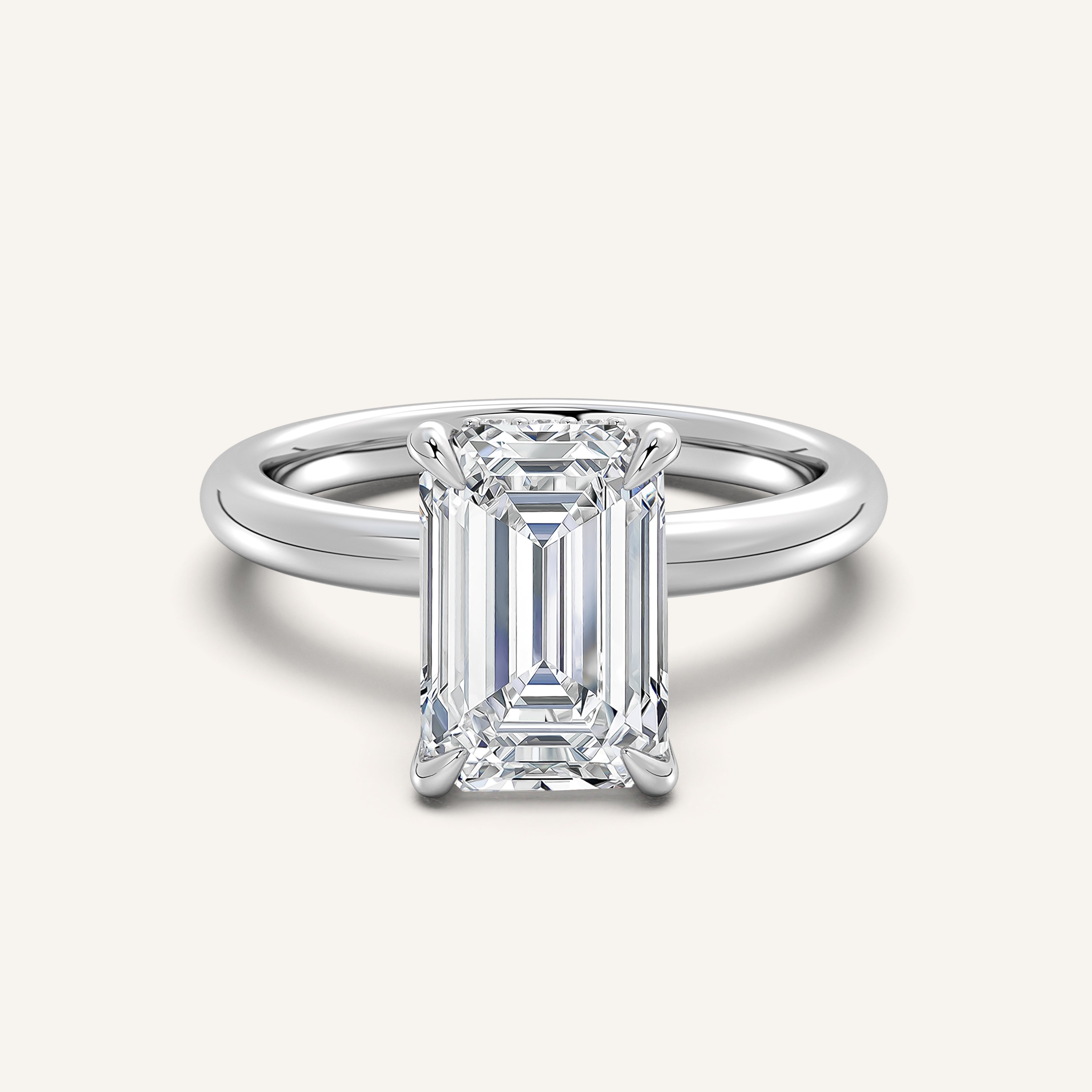 shape: Emerald | metal: White Gold, Platinum | view: 1