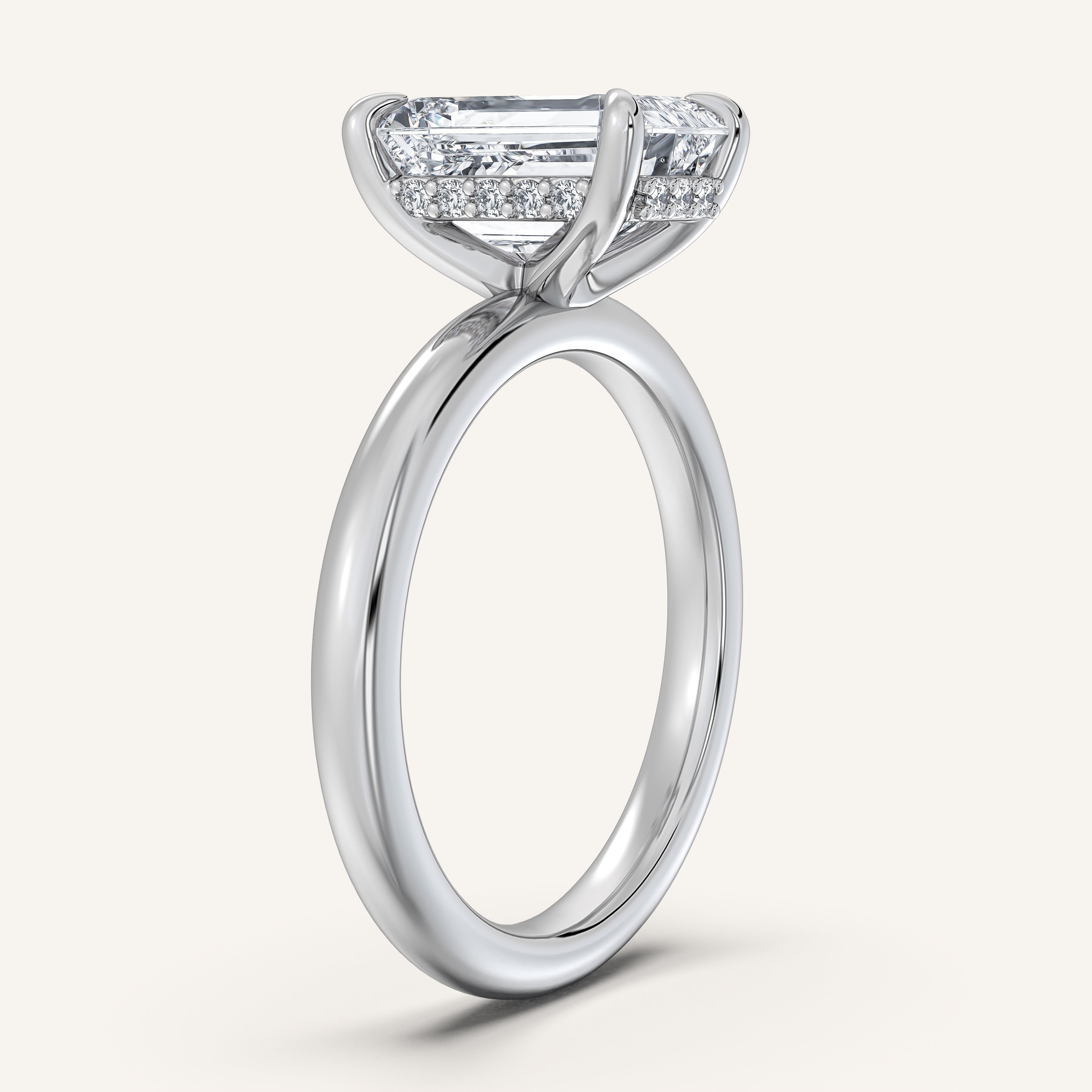 shape: Emerald | metal: White Gold, Platinum | view: 2