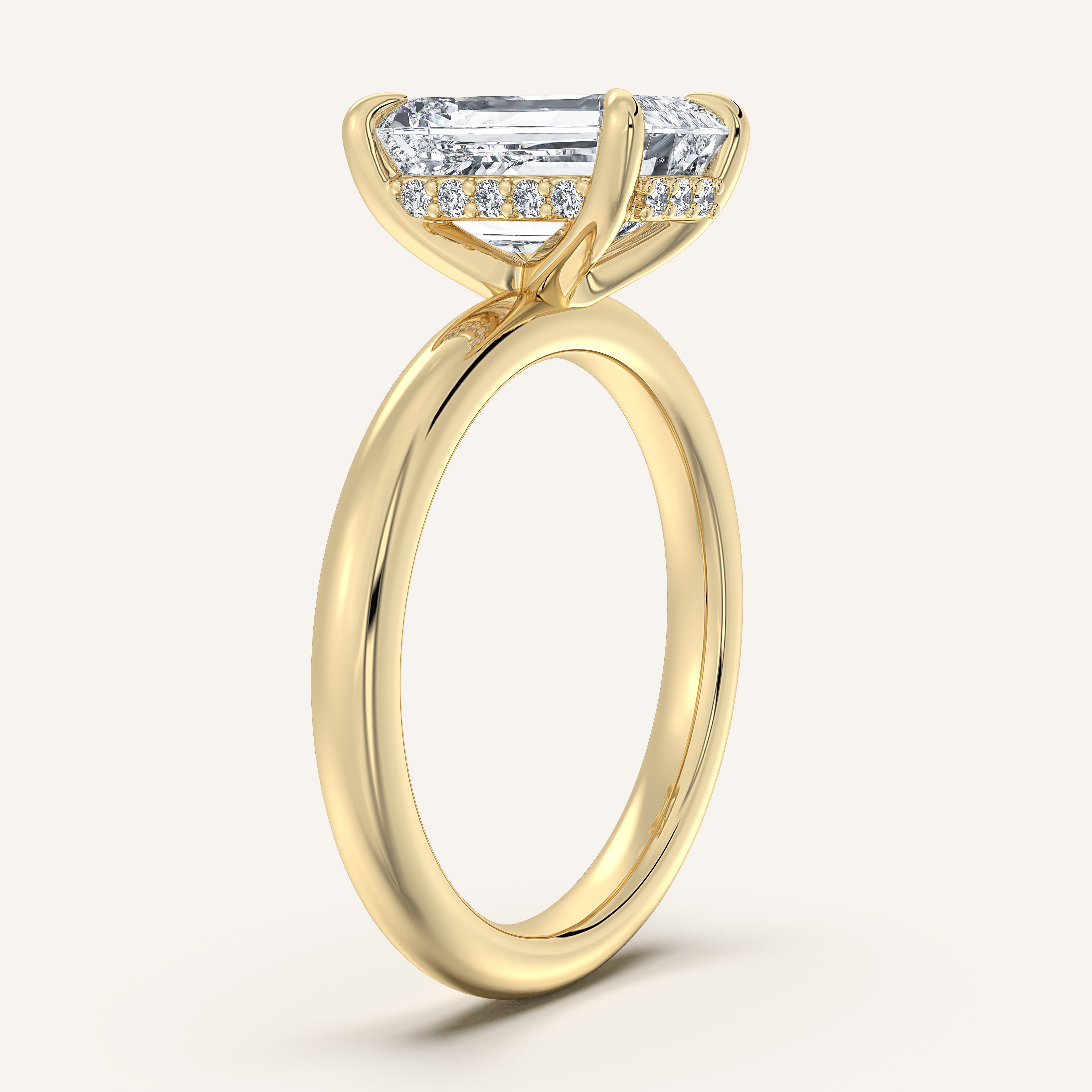 shape: Emerald | metal: Yellow Gold | view: 2