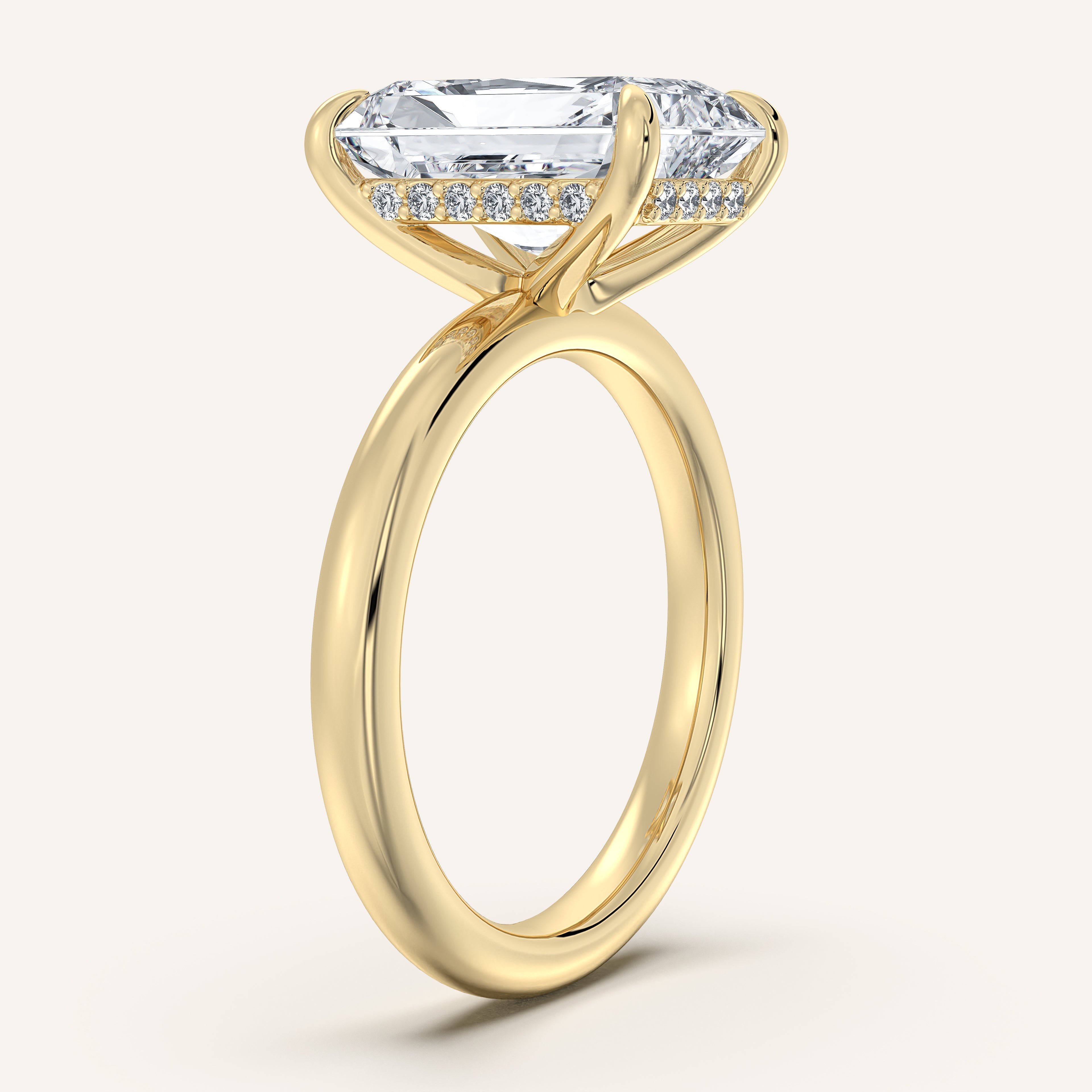 shape: Radiant | metal: Yellow Gold | view: 2