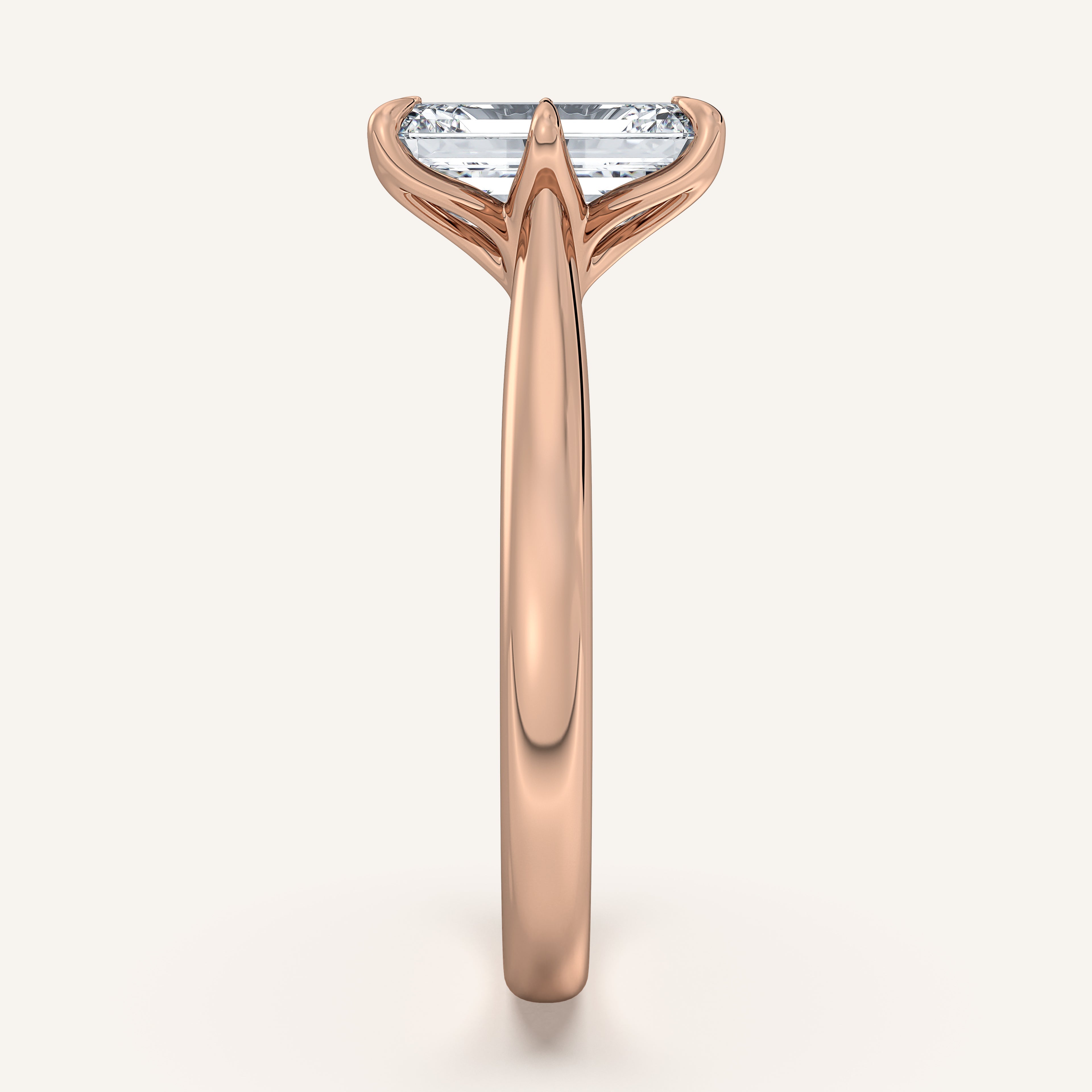 shape: Emerald | metal: Rose Gold | view: 4