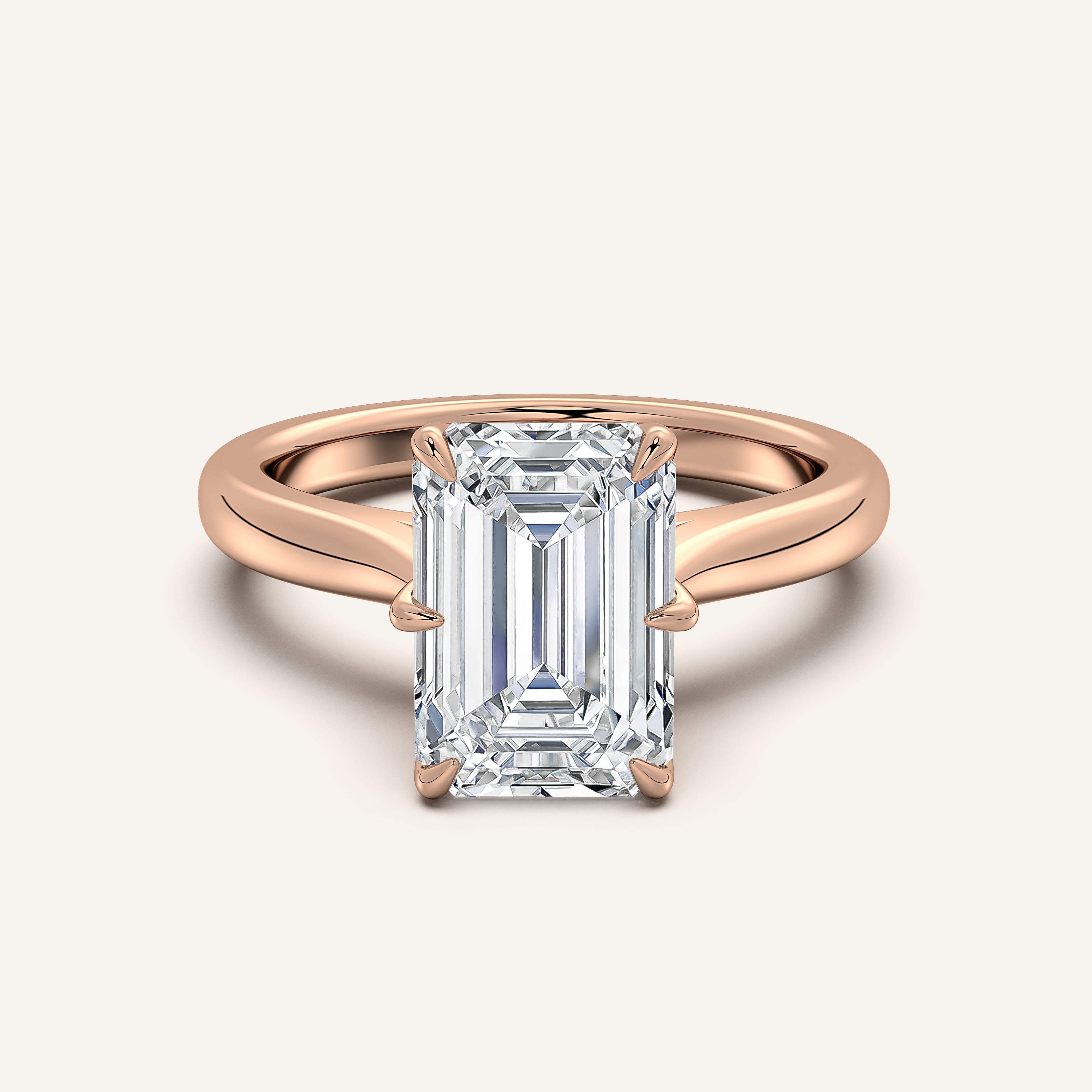 shape: Emerald | metal: Rose Gold | view: 1